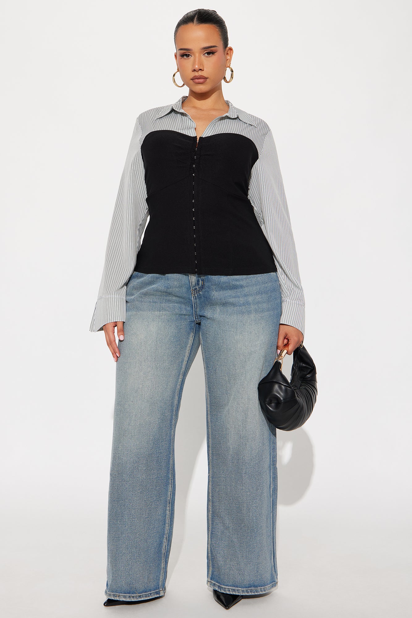 Over Time Set In Poplin Corset Top - Black/combo