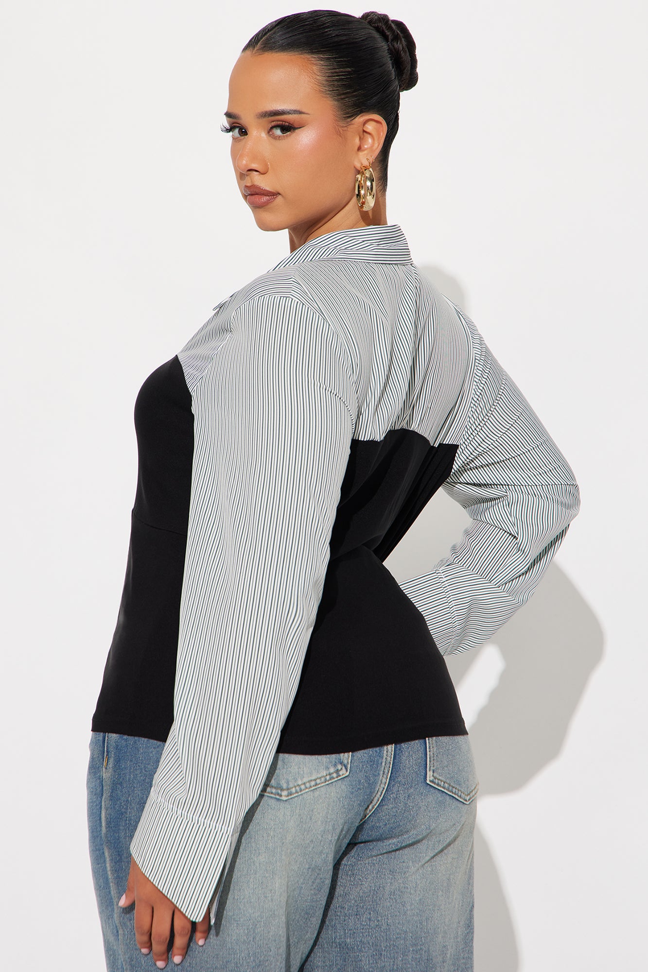 Over Time Set In Poplin Corset Top - Black/combo