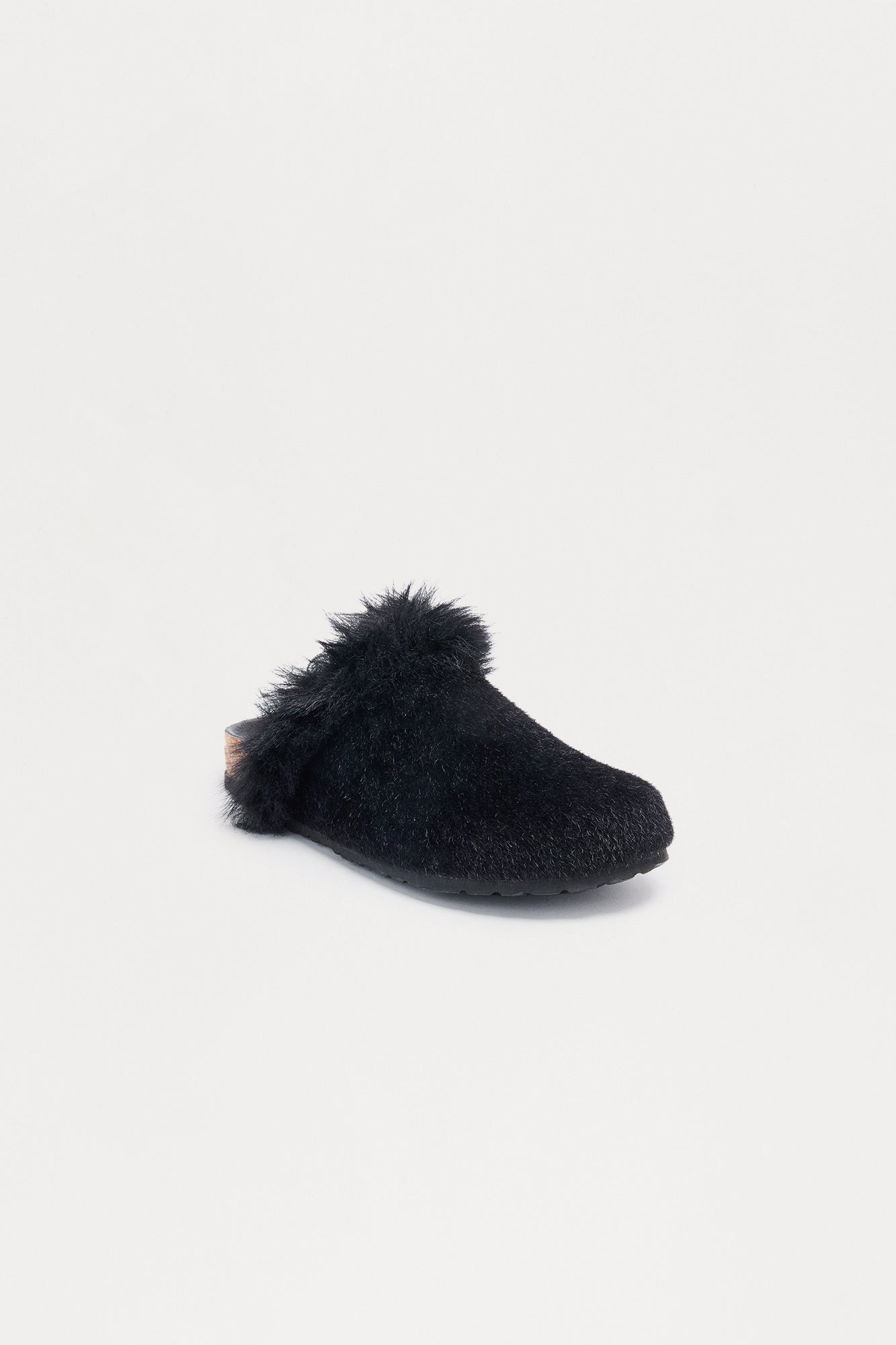 Taz Feather Trim Flats - Black