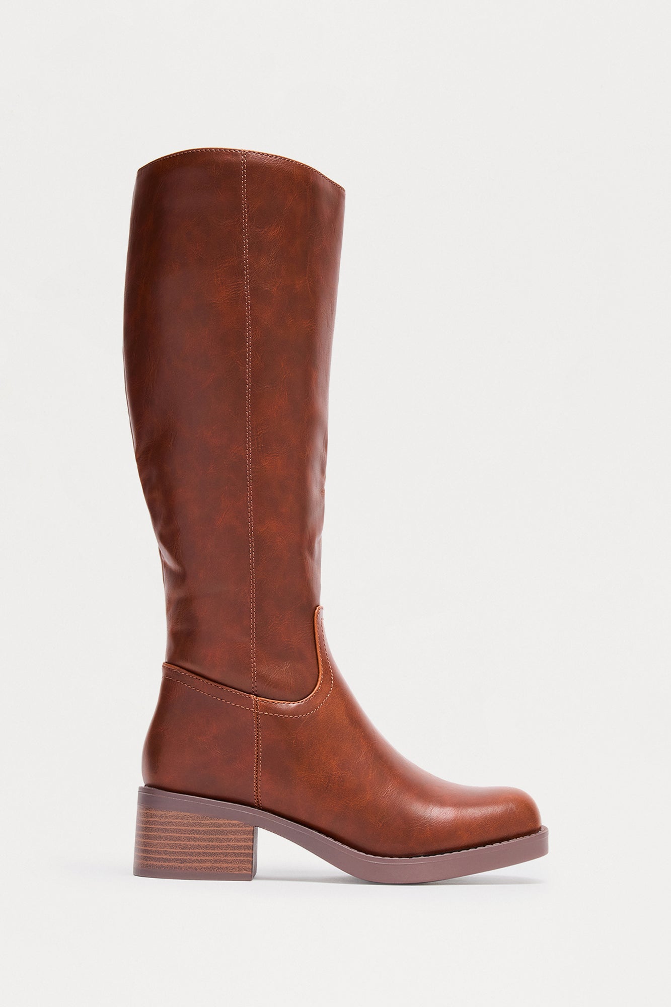 Ginger Faux Leather Boots - Cognac