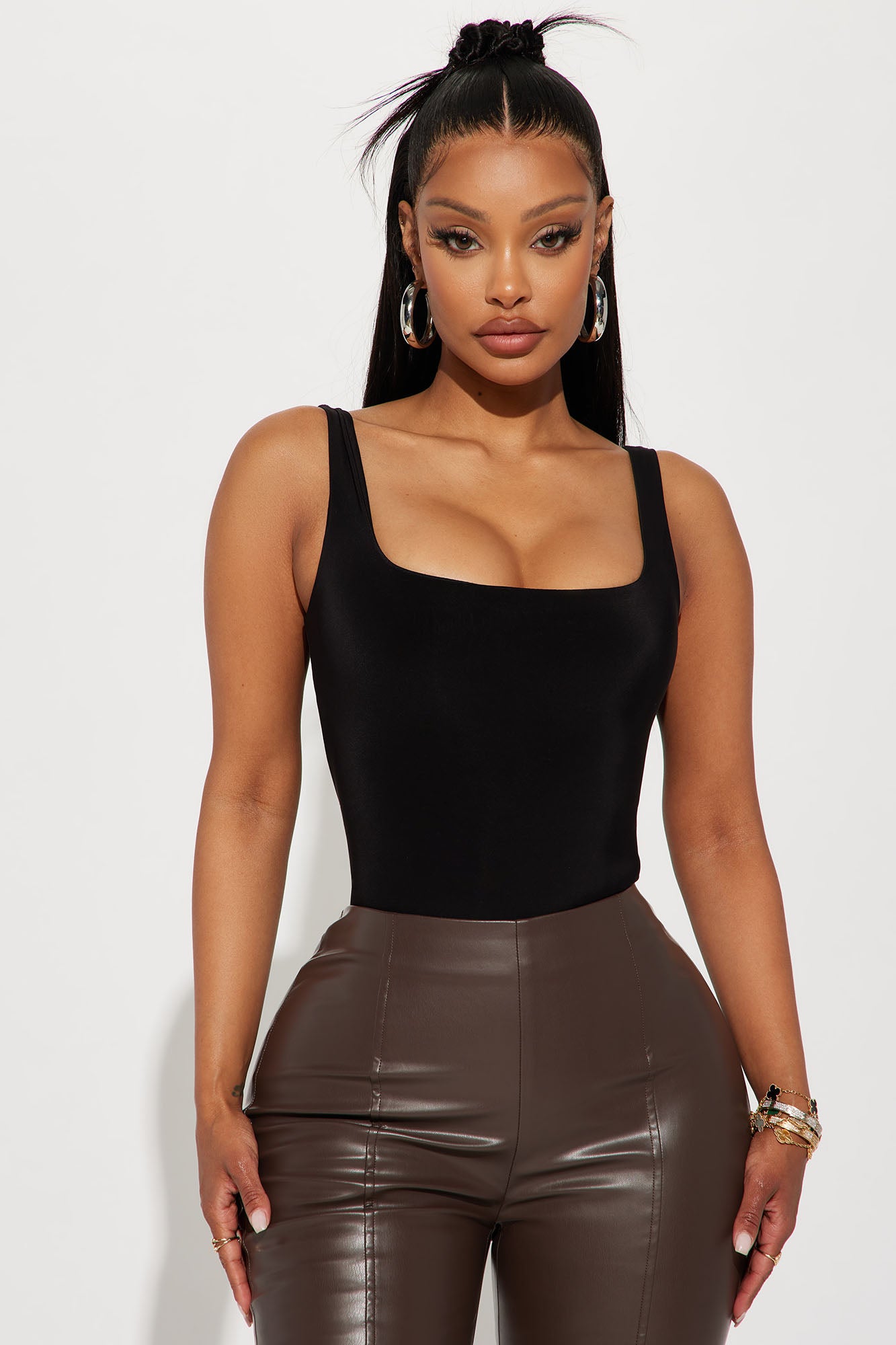 Back To Basic Double Lined Bodysuit - Black