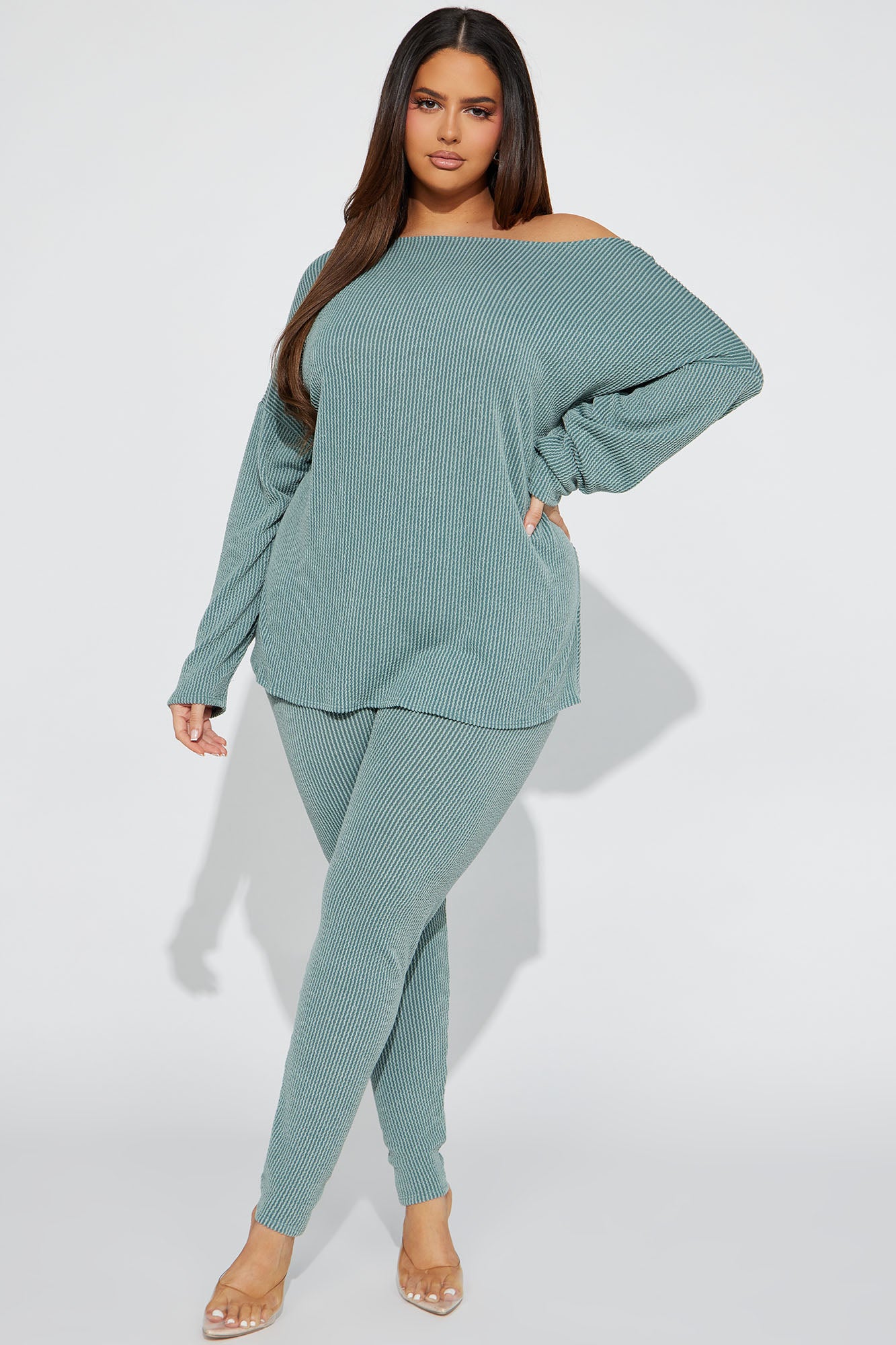 Don't Get Twisted Ribbed Legging Set - Olive