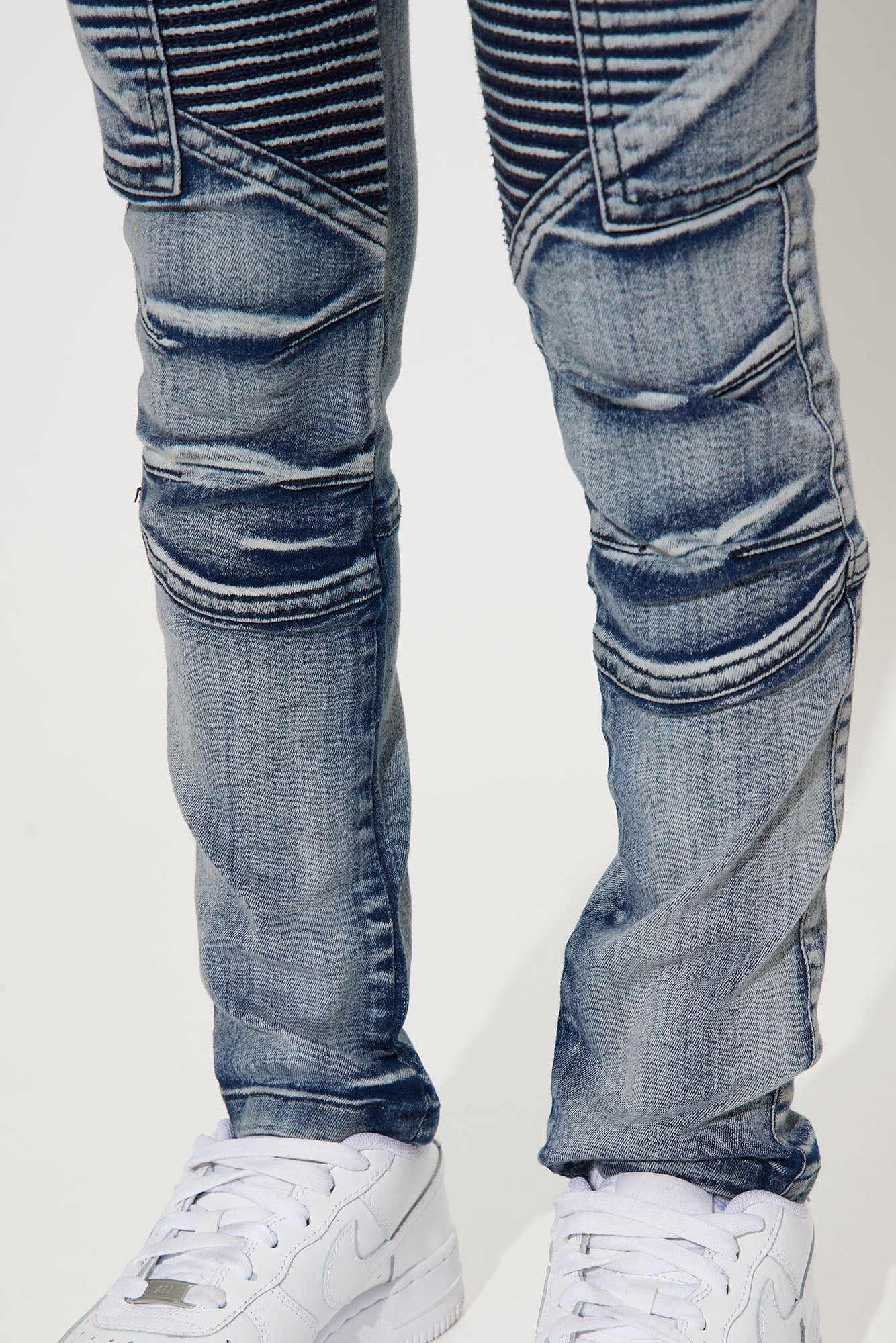 Mini Denim Rip And Repair Cargo Jeans - Blue Wash