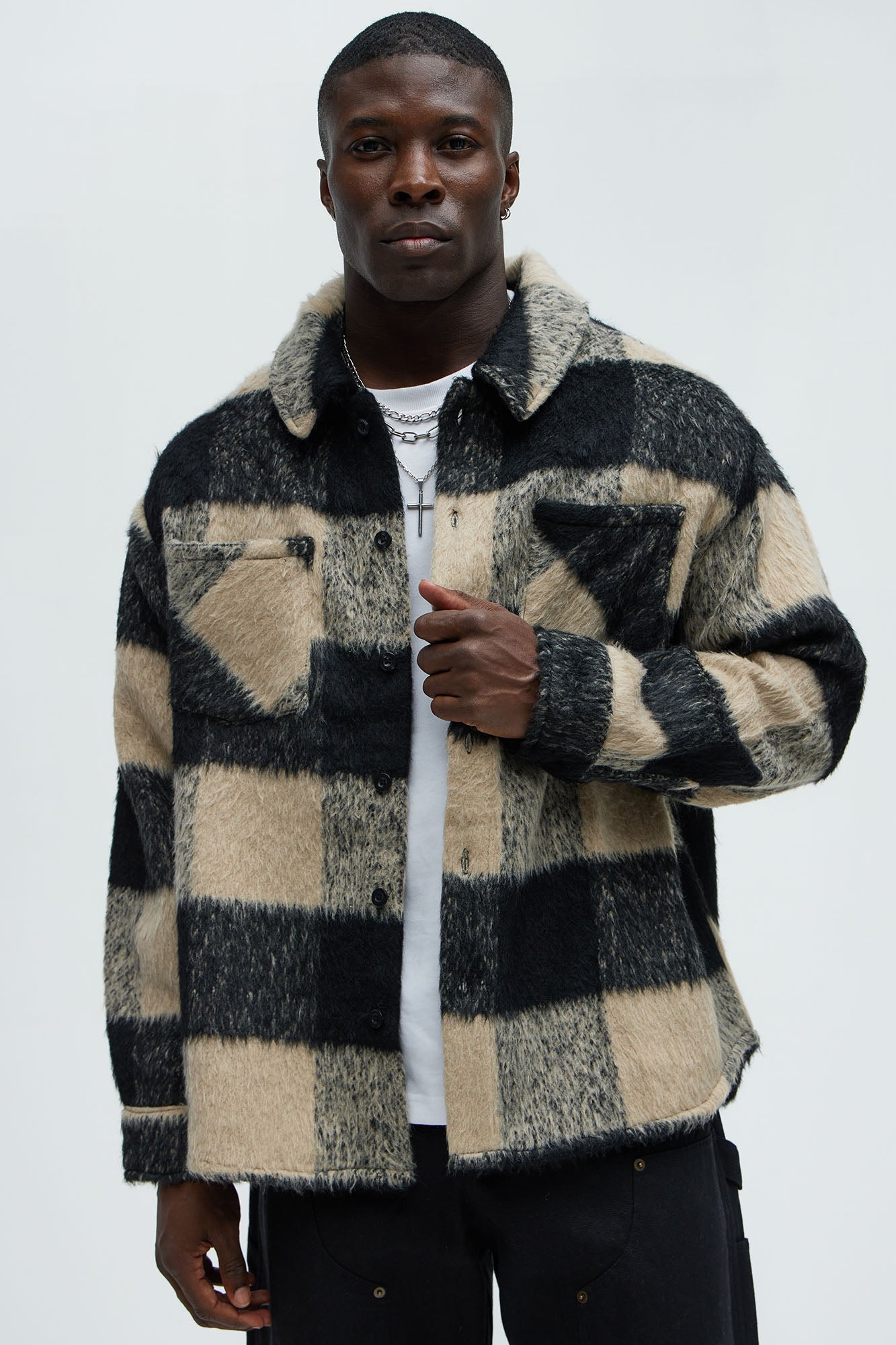 None Of That Matters Shacket - Black/combo