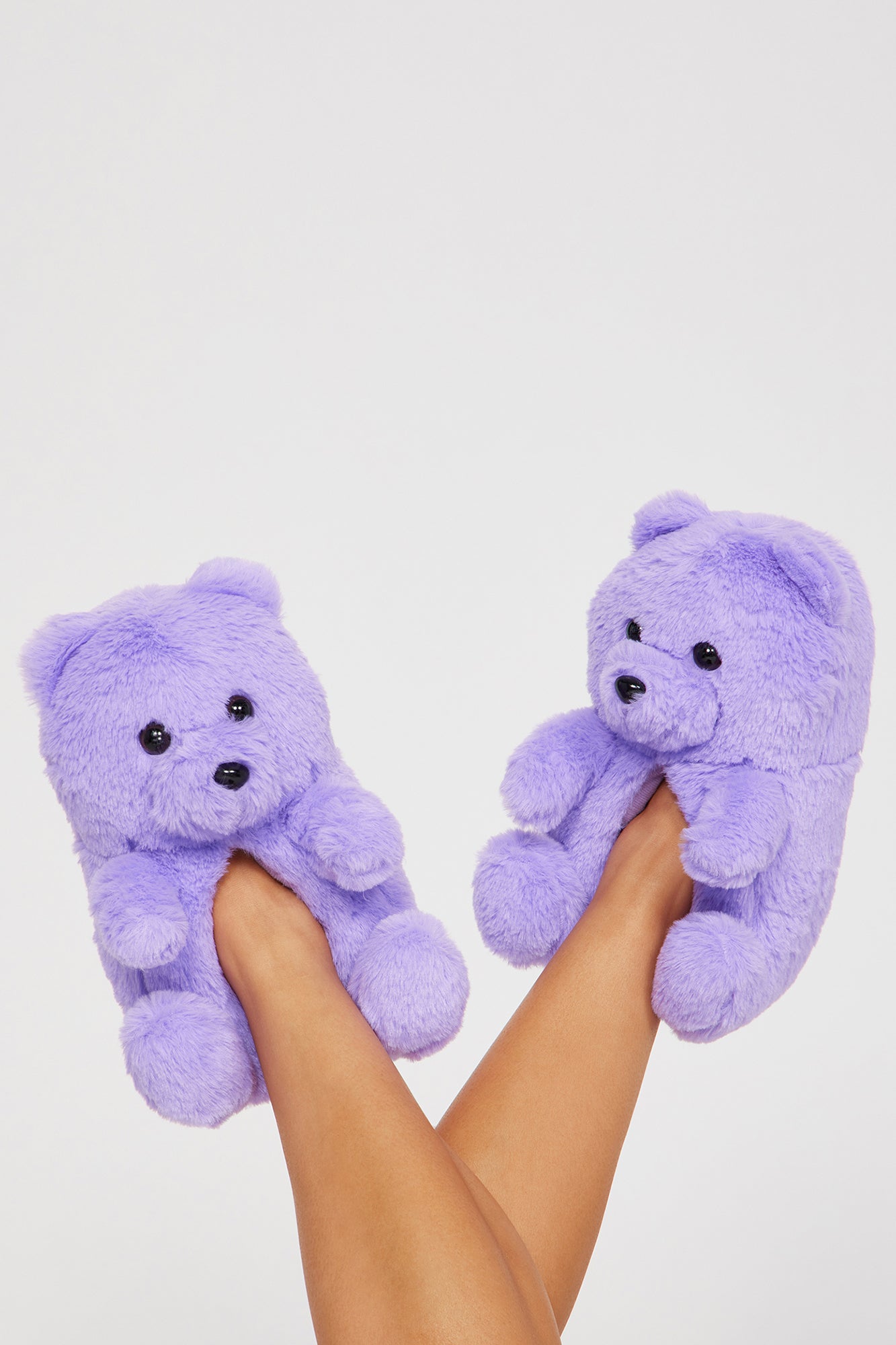 Cute And Cuddly Teddy Bear Slippers - Purple