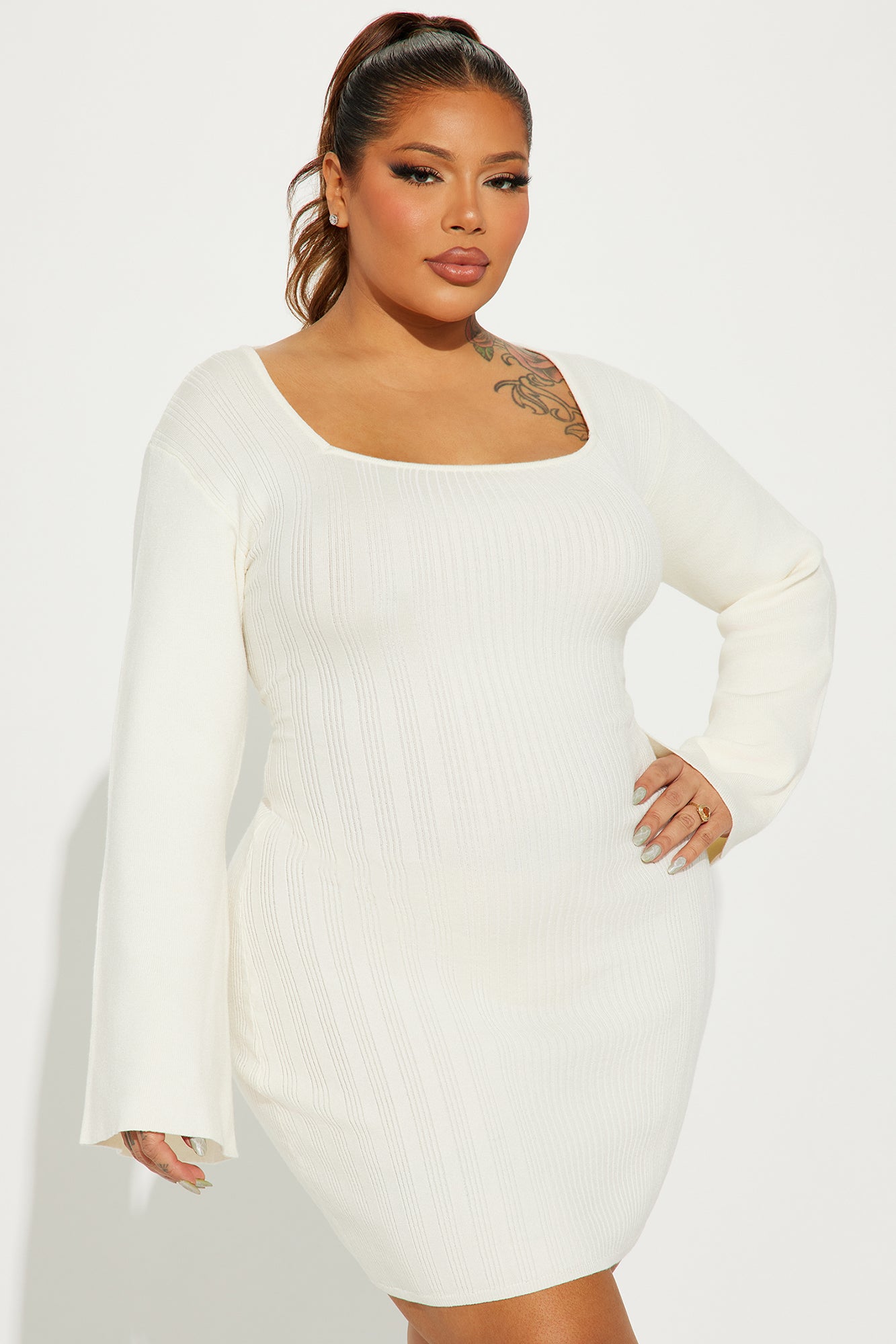 Marie Sweater Mini Dress - Cream