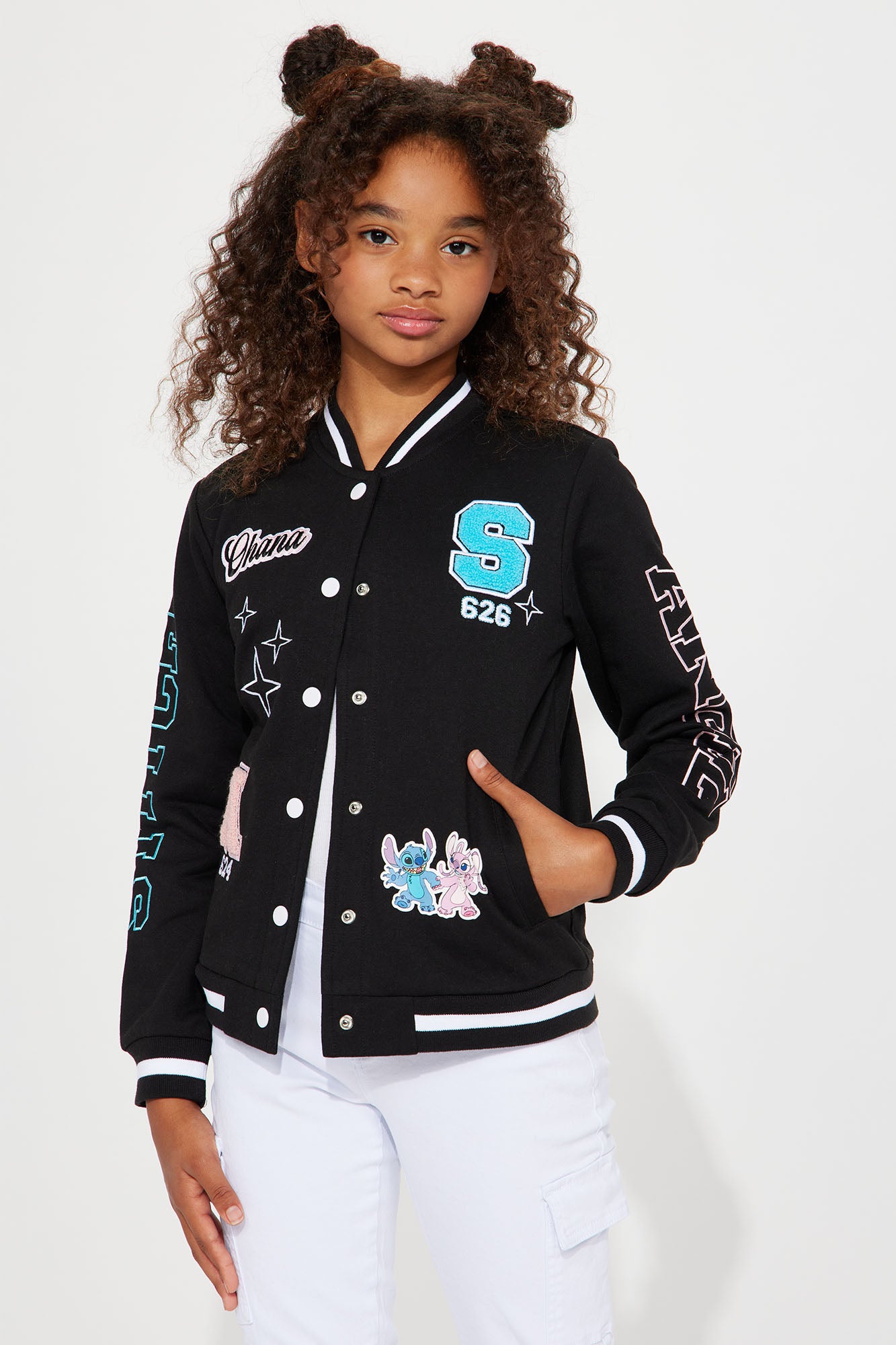 Mini Stitch And Angel Bomber Jacket - Black