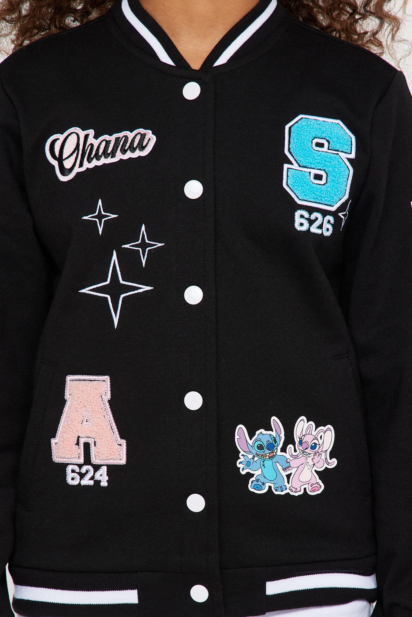Mini Stitch And Angel Bomber Jacket - Black