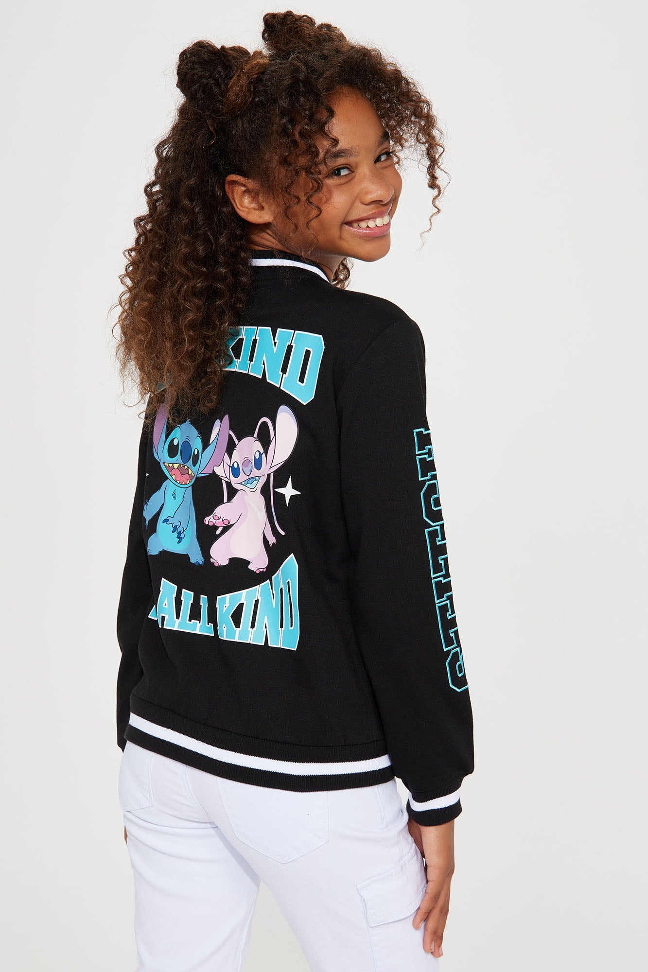 Mini Stitch And Angel Bomber Jacket - Black
