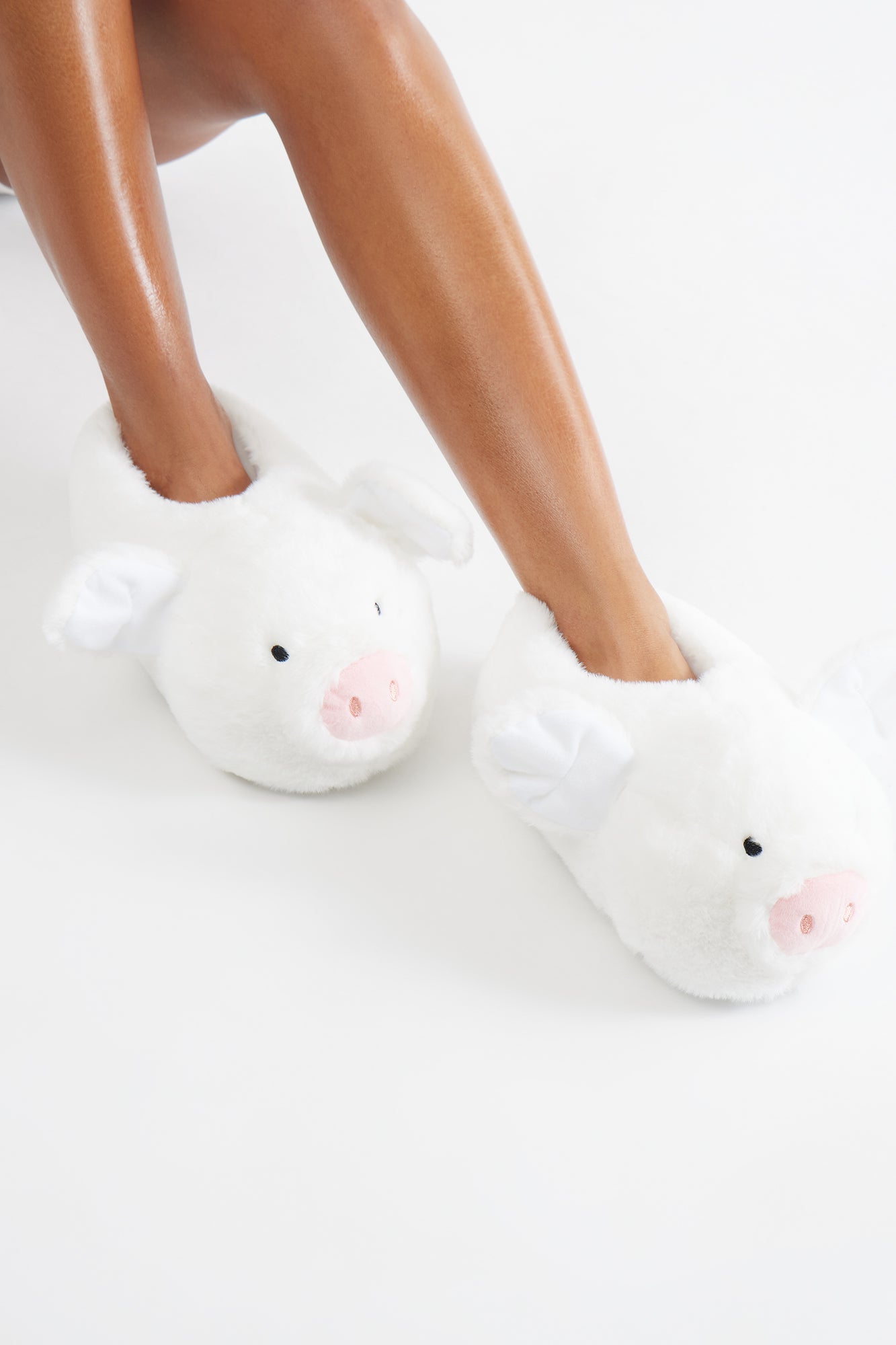 Piggy Faux Fur Slippers - Ivory