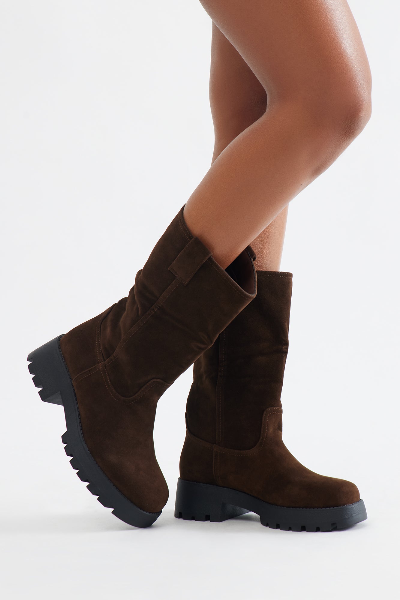 Monterey Faux Suede Boots - Chocolate