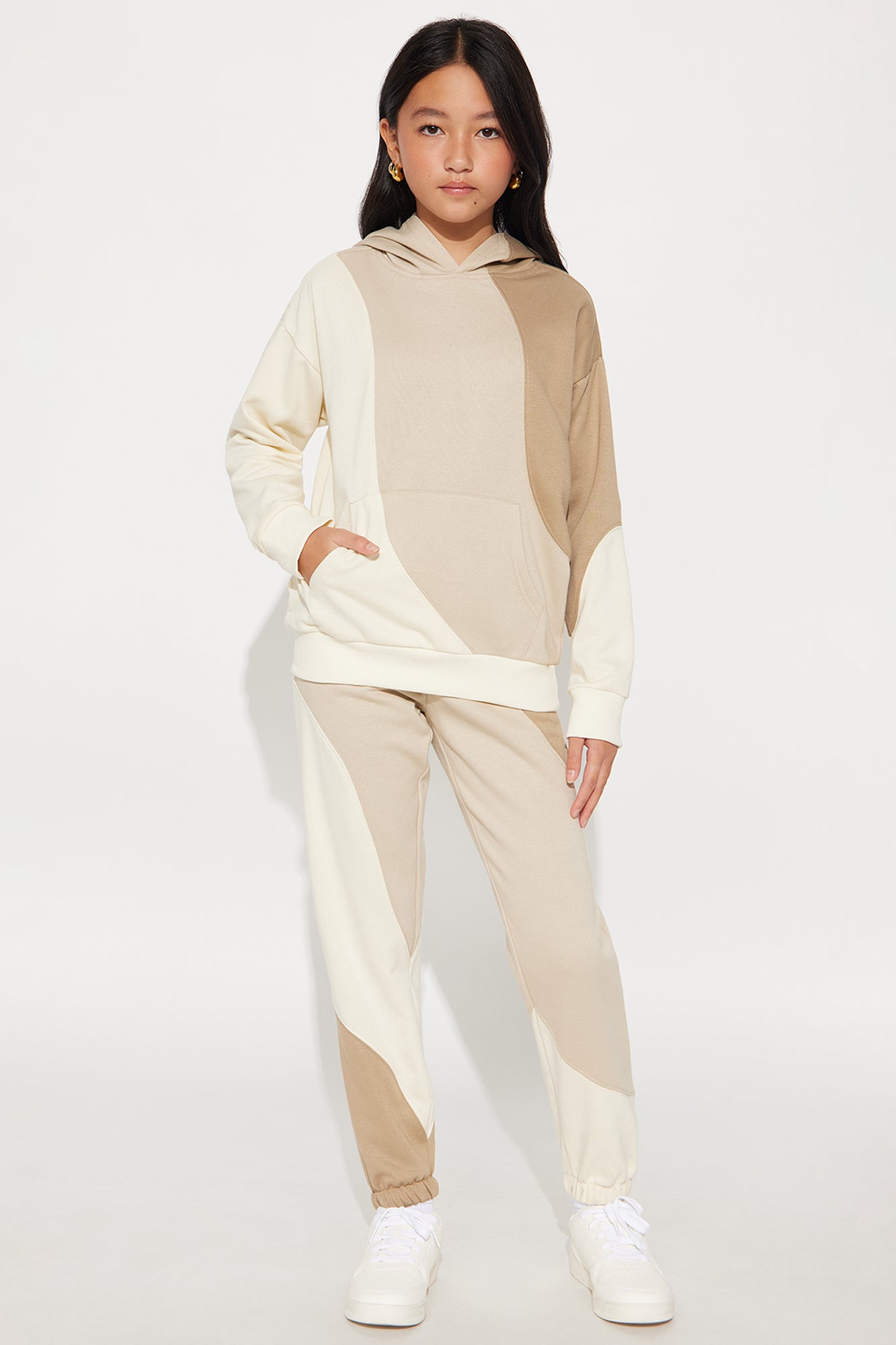 Mini Cloudy Days Fleece Pant Set - Taupe