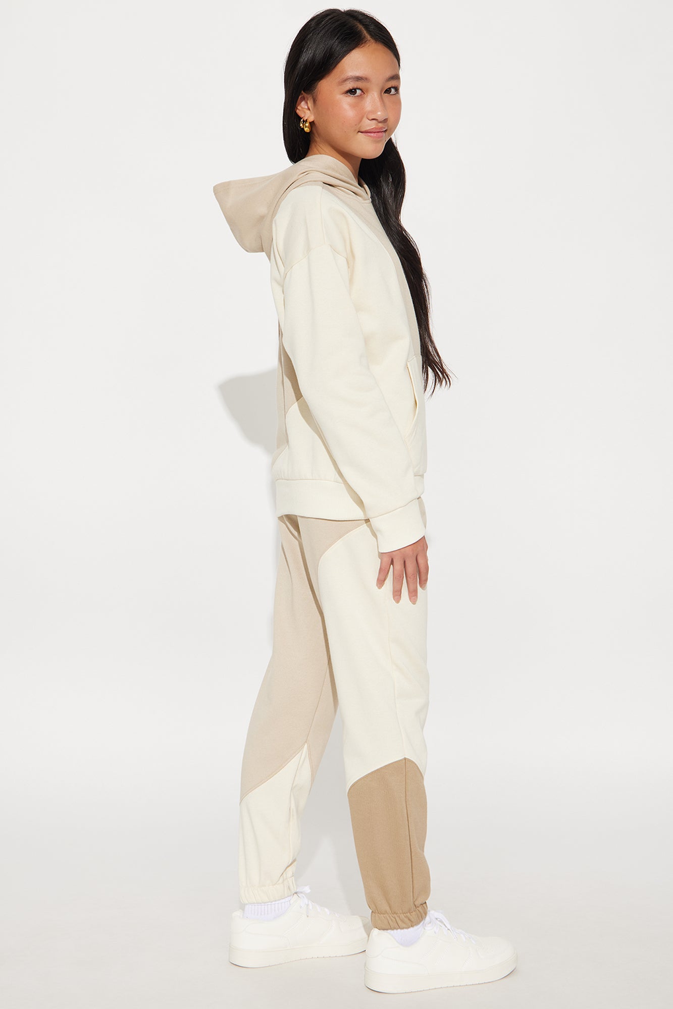 Mini Cloudy Days Fleece Pant Set - Taupe