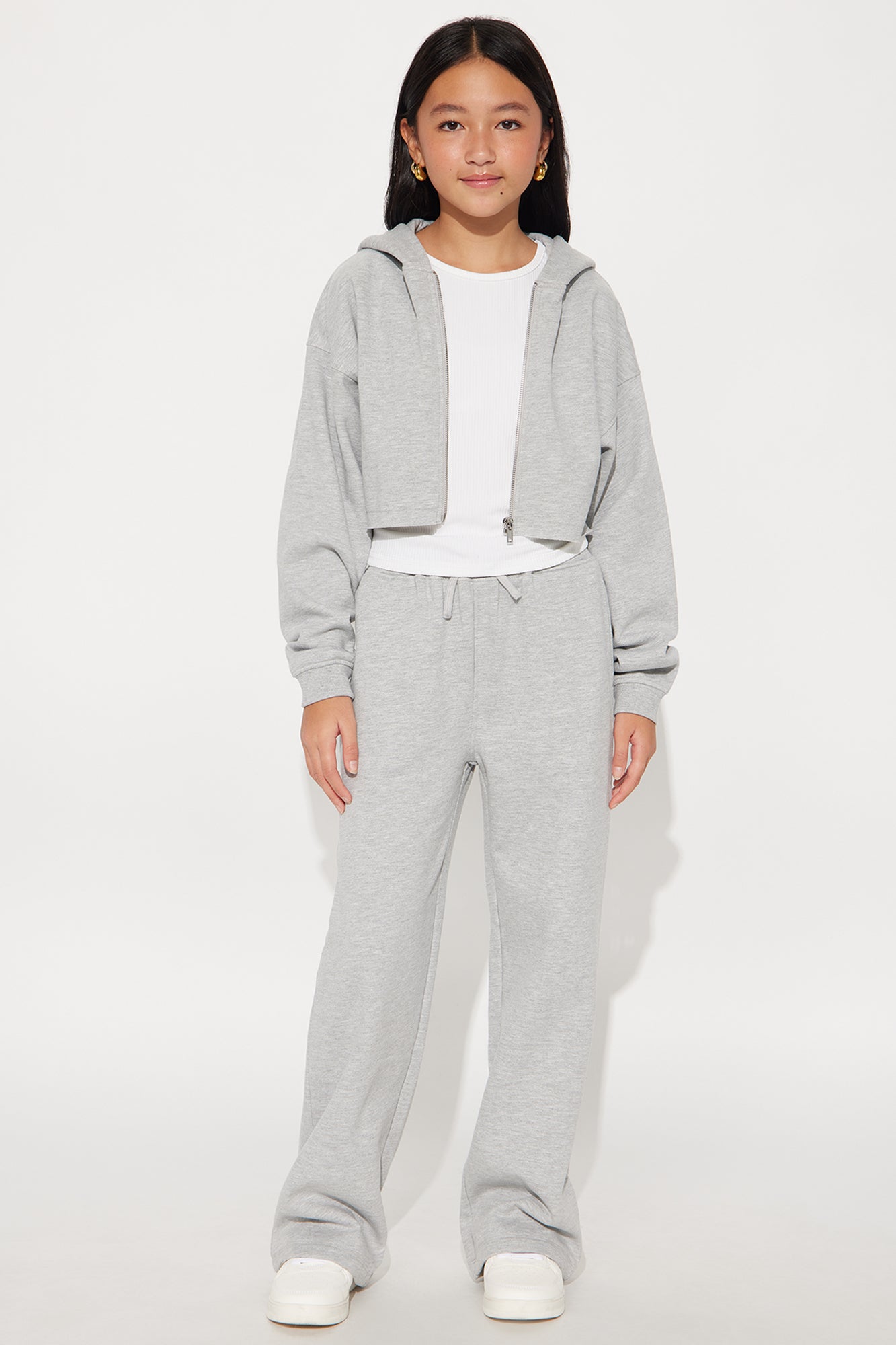 Mini On The Way Sweatpant Set - Heather Grey