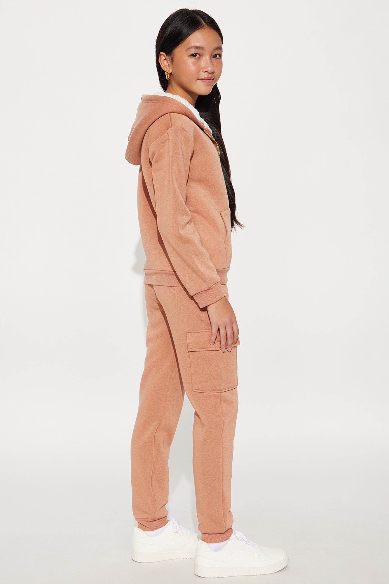 Mini Shayna Sherpa Lined Hoodie And Jogger Pant Set - Mocha