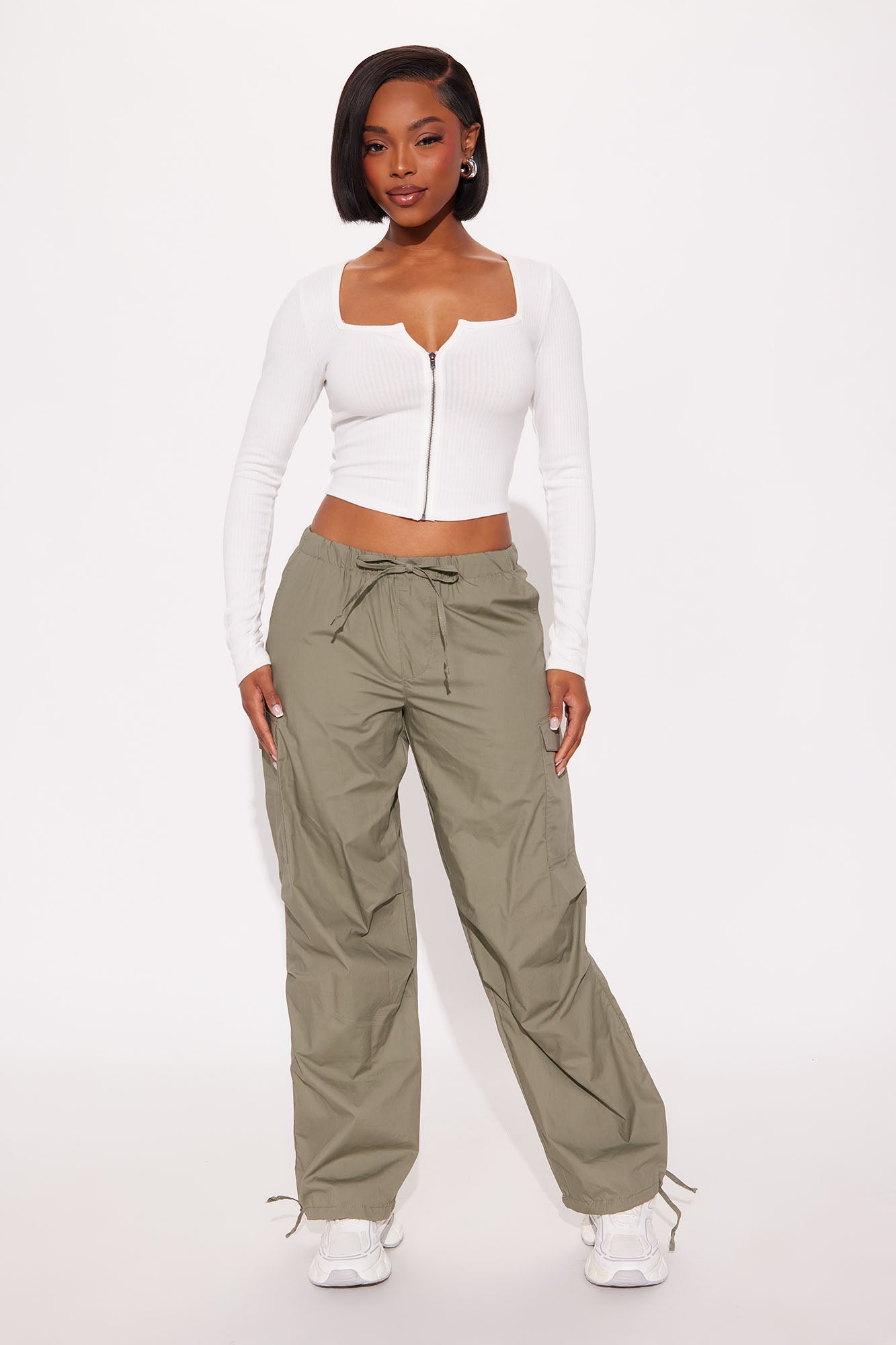 Street Smart Cargo Parachute Pant - Military Green