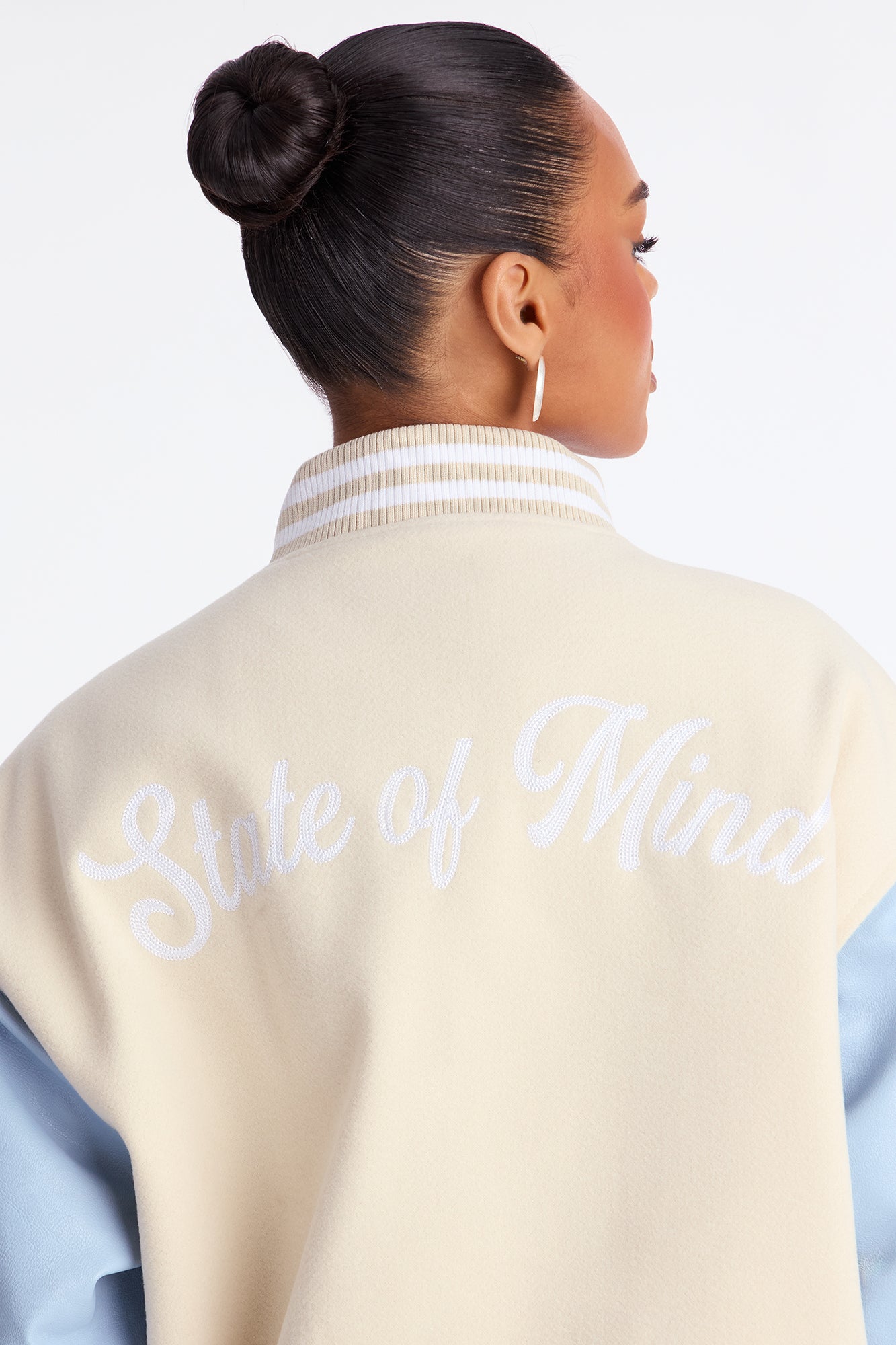 State Of Mind Varsity Jacket - Cream/combo