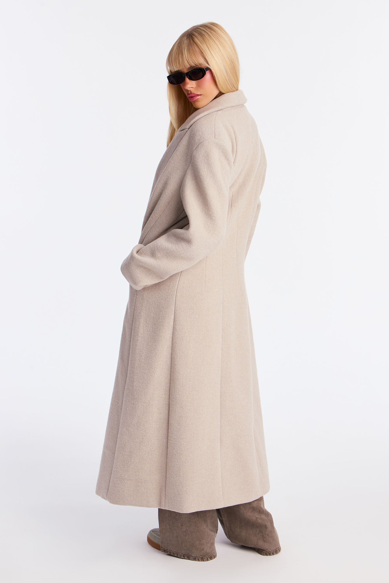 Natalie Wool Trench Coat - Stone
