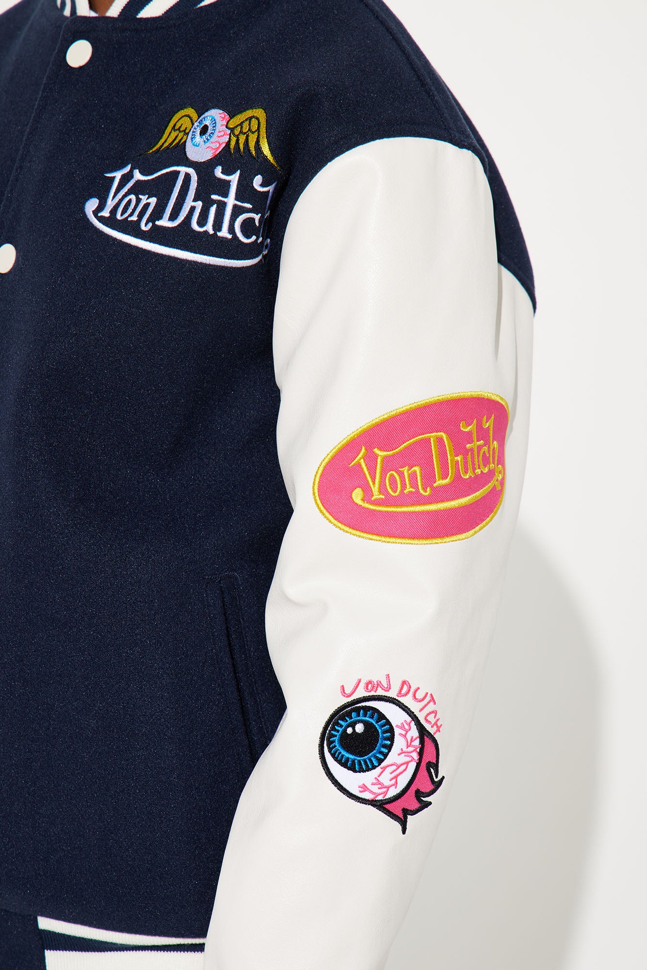 Mini Von Dutch Eyeball Varsity Jacket - Navy/combo