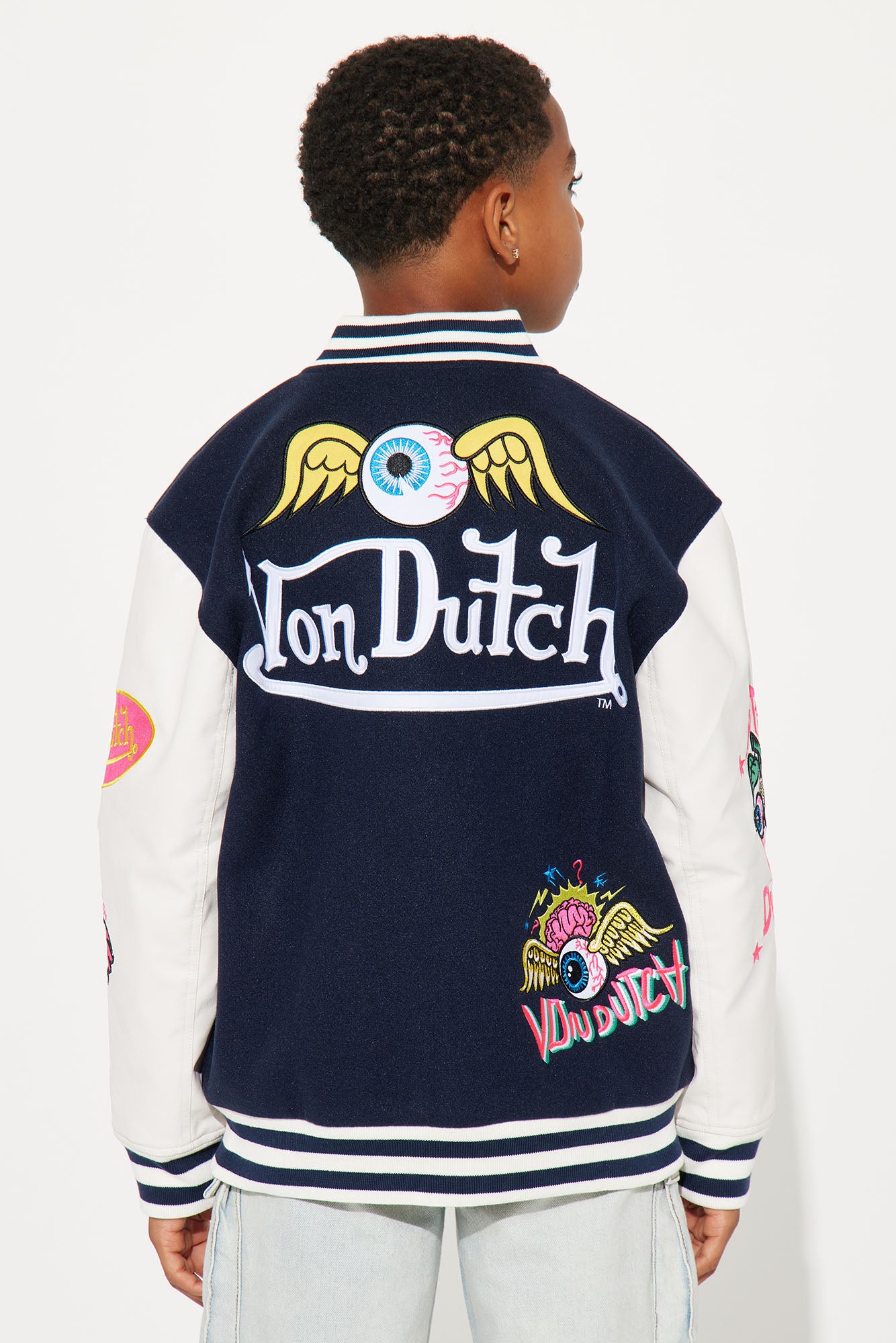 Mini Von Dutch Eyeball Varsity Jacket - Navy/combo