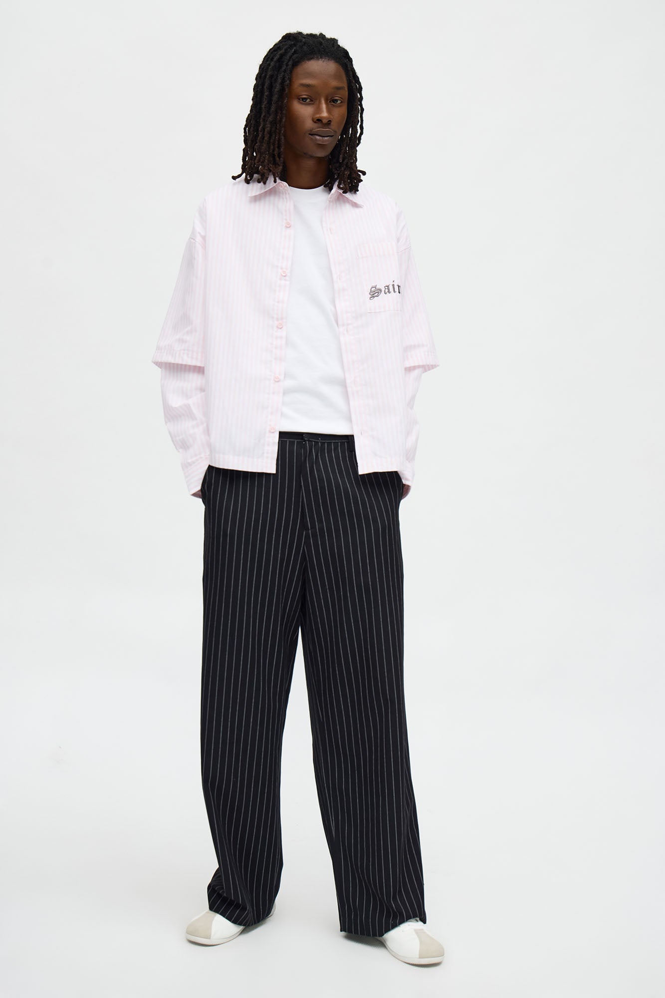 Saints Twofold Button Down Shirt - White/Pink