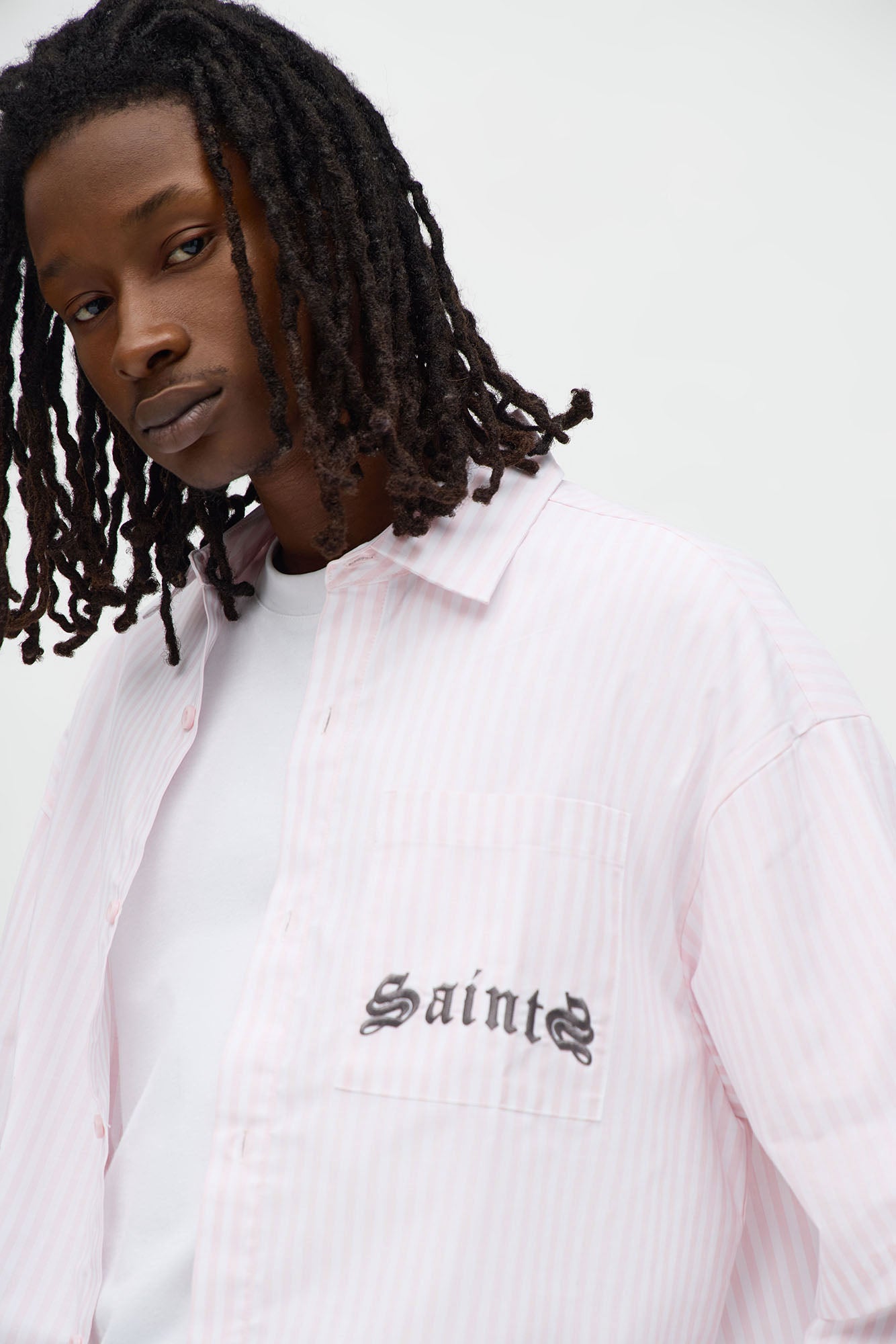 Saints Twofold Button Down Shirt - White/Pink