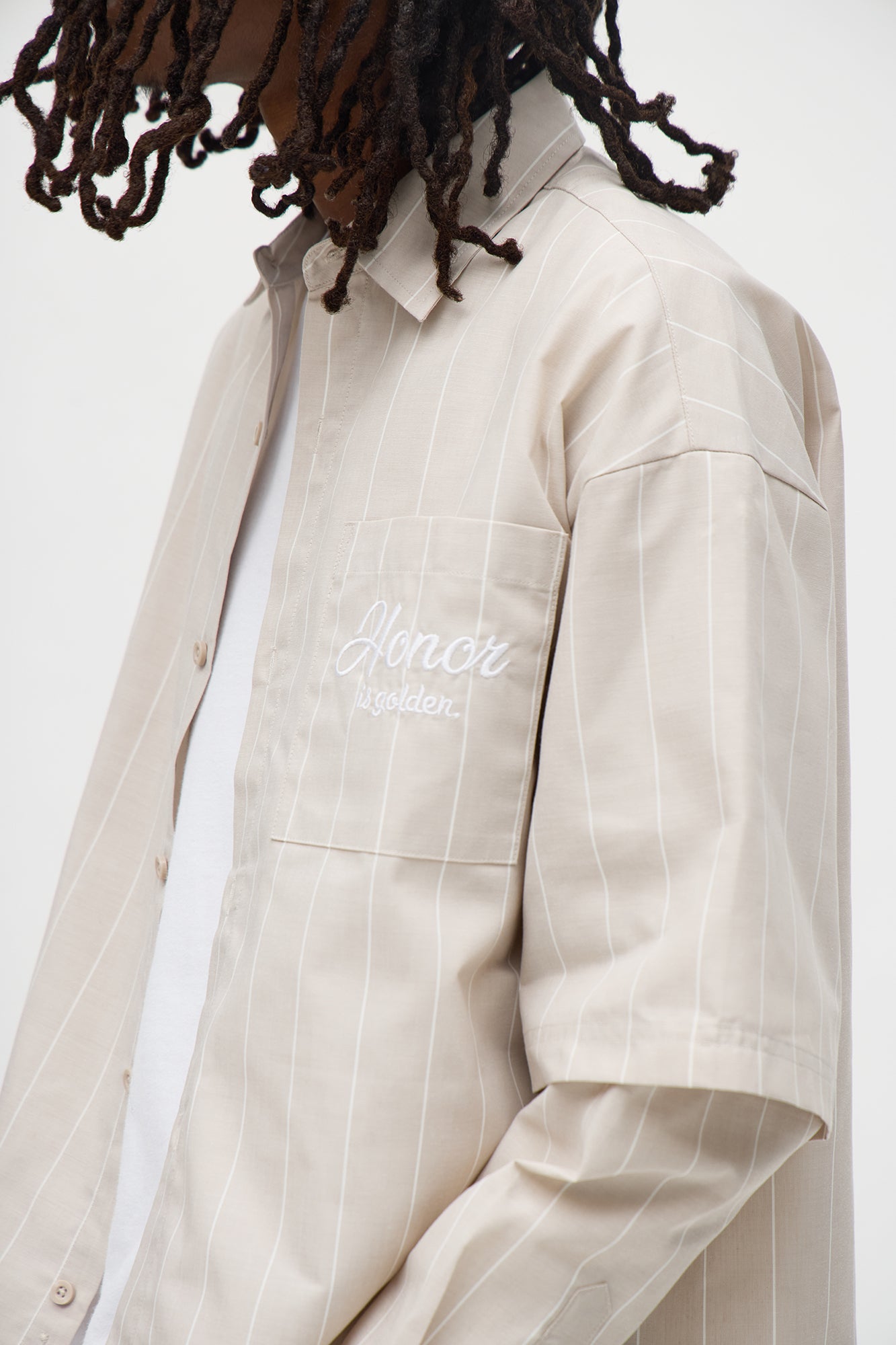 Shadow Panel Button Up - Taupe/combo