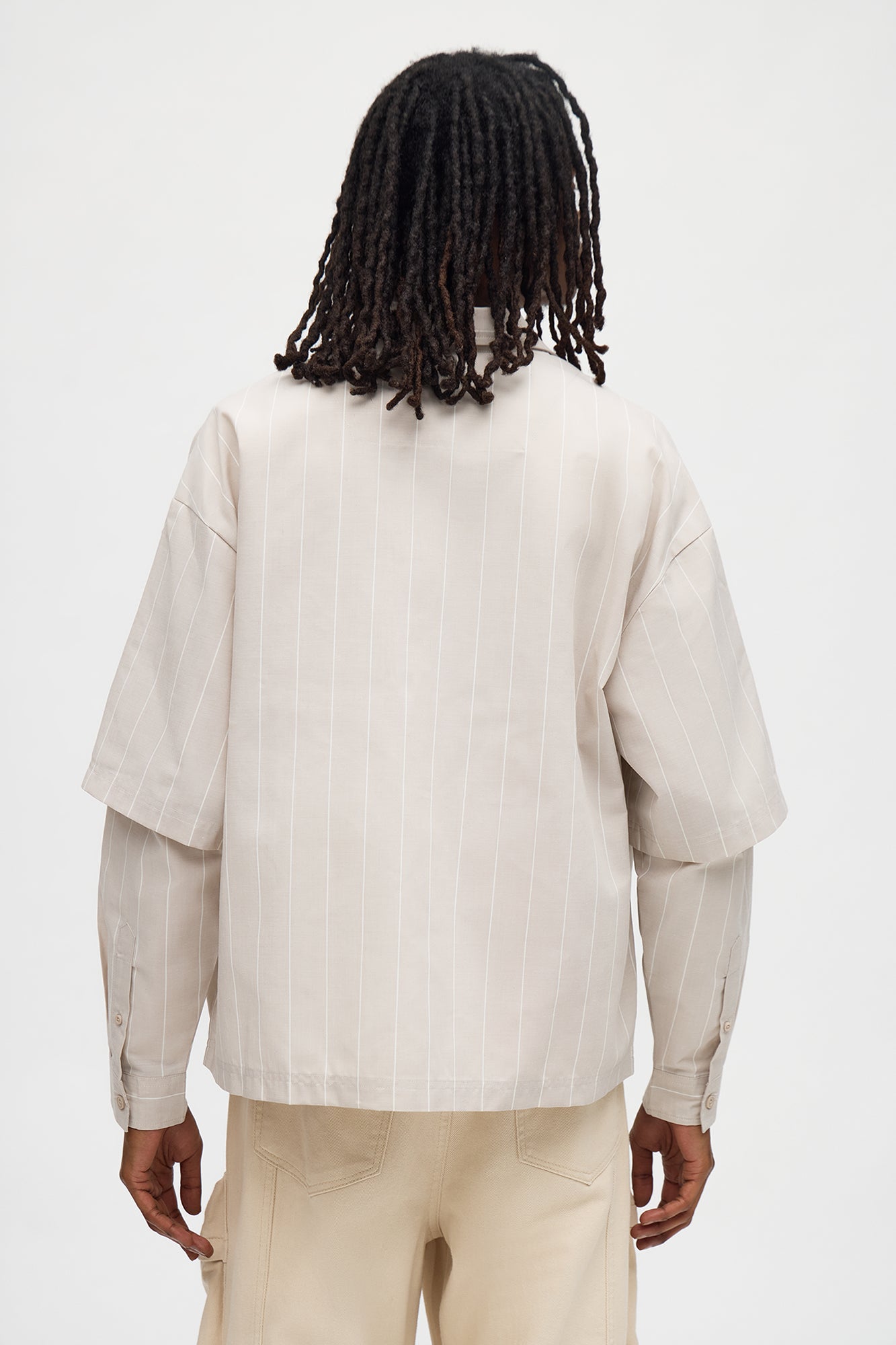 Shadow Panel Button Up - Taupe/combo