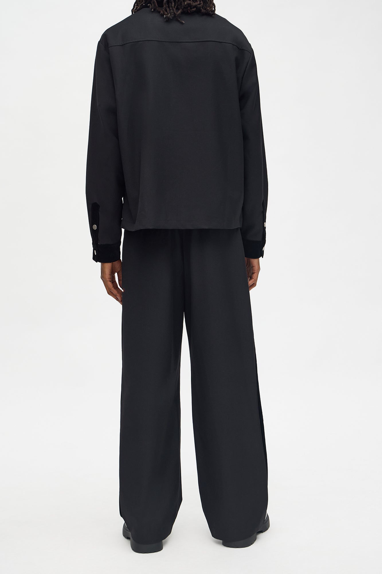 Serrano Midnight Velour Tuxedo Stripe Trouser - Charcoal