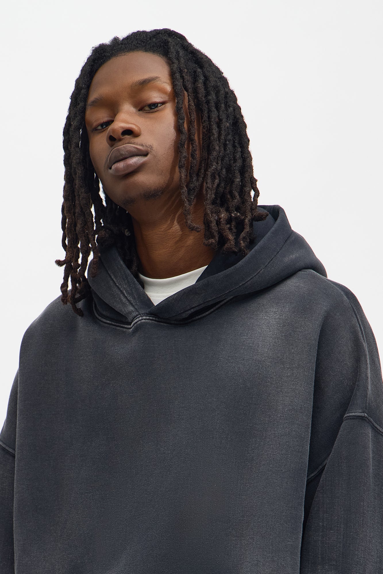 Acid Wash Oversized Heavyweight Hoodie - Black