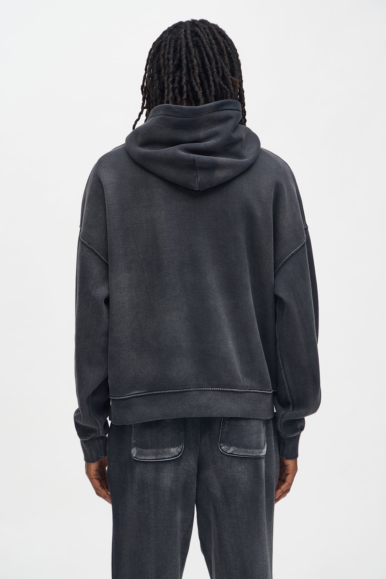Acid Wash Oversized Heavyweight Hoodie - Black