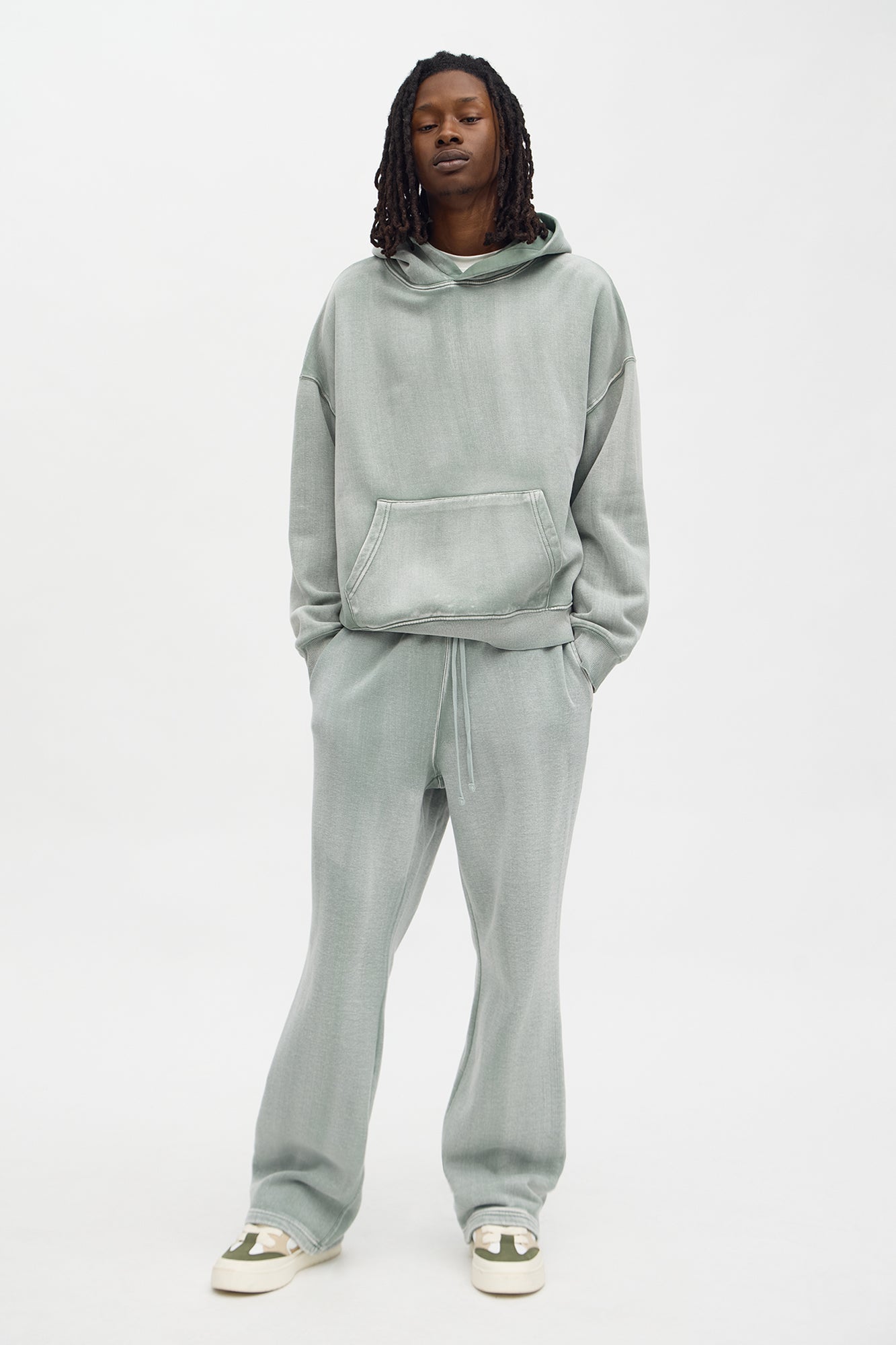 Acid Wash Oversized Heavyweight Hoodie - Sage