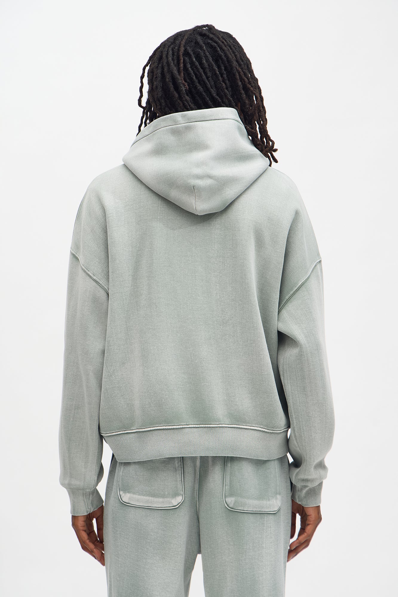 Acid Wash Oversized Heavyweight Hoodie - Sage