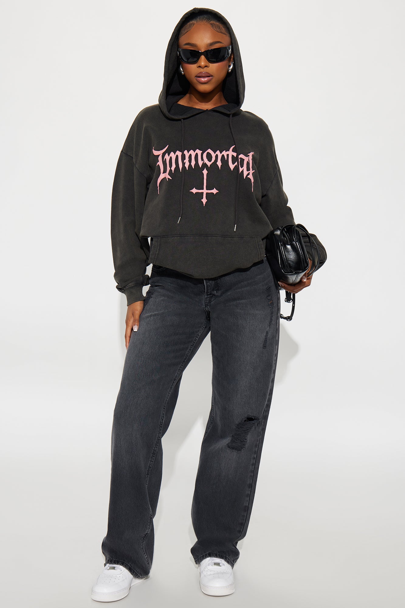 Immortal Washed Fleece Hoodie - Black Wash