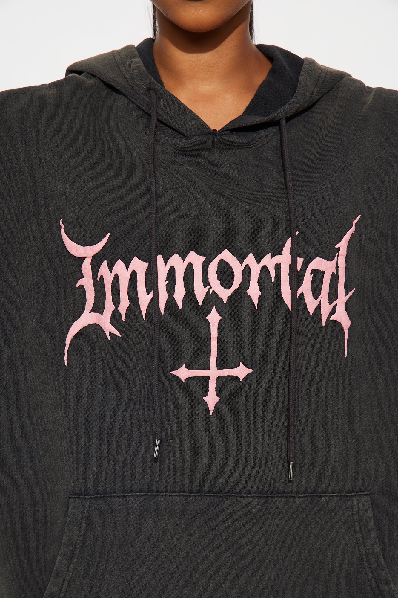 Immortal Washed Fleece Hoodie - Black Wash