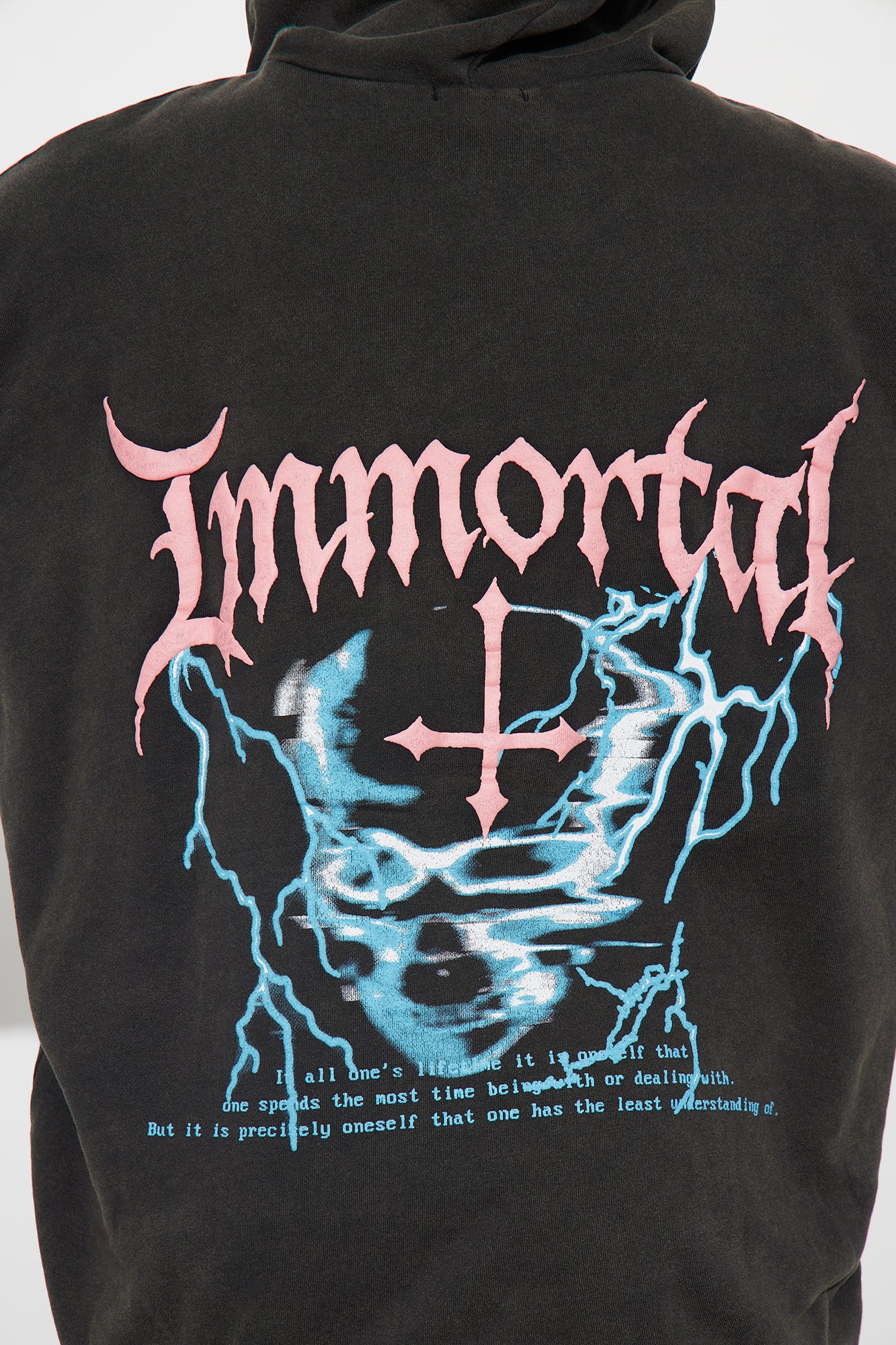 Immortal Washed Fleece Hoodie - Black Wash