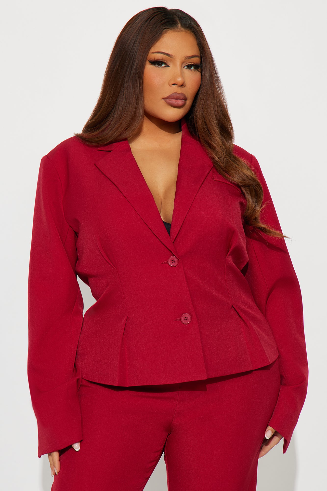 In The Moment Pleated Blazer - Red