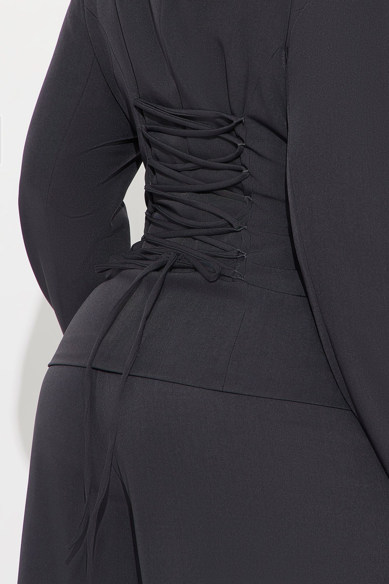 Power Pose Lace Up Fitted Blazer - Charcoal