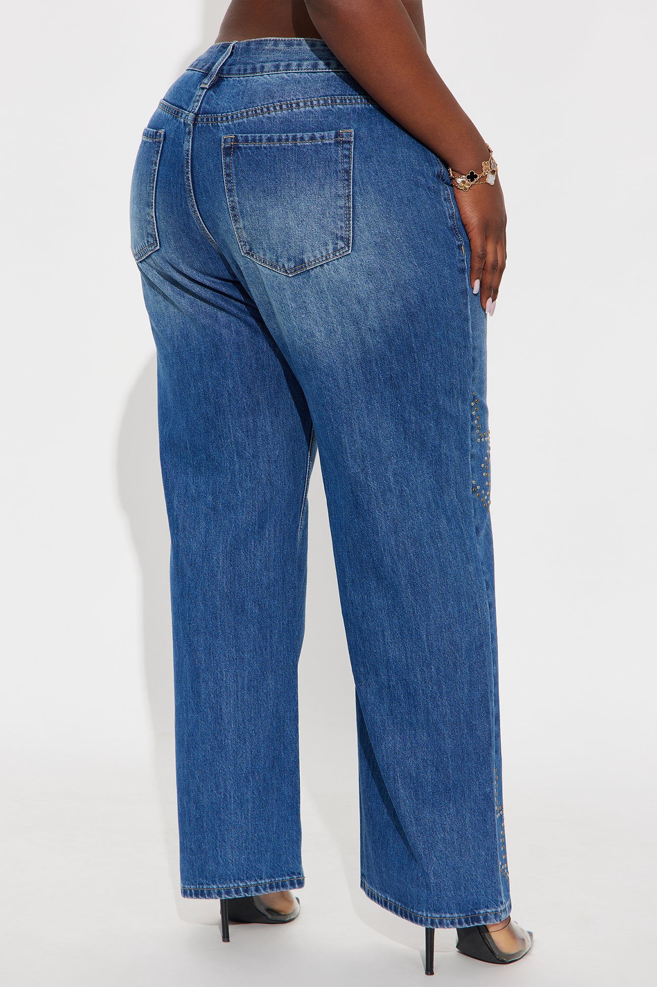 Ready For Stardom Studded Wide Leg Jean - Dark Wash