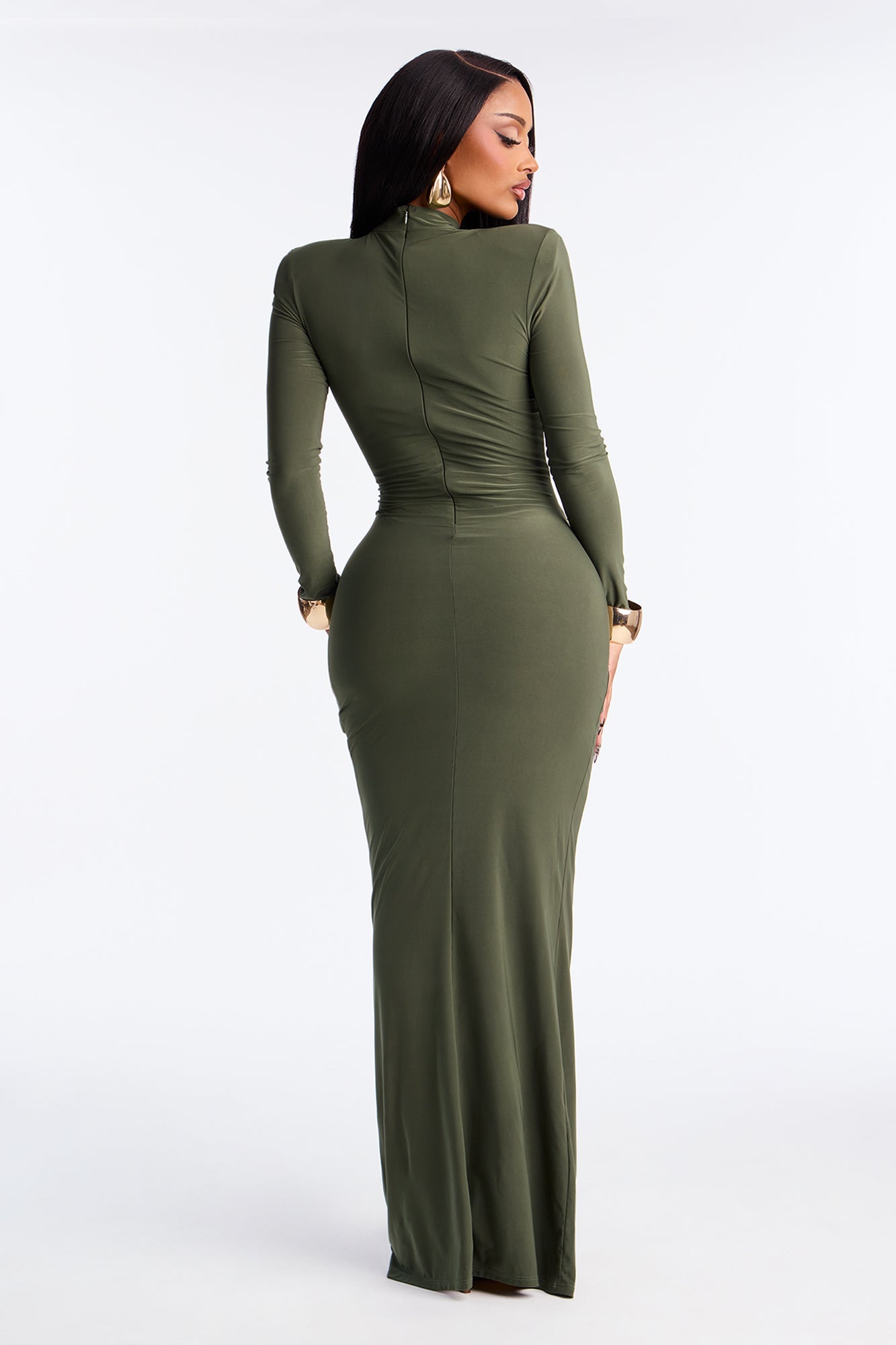 All Glammed Up Draped Maxi Dress - Olive
