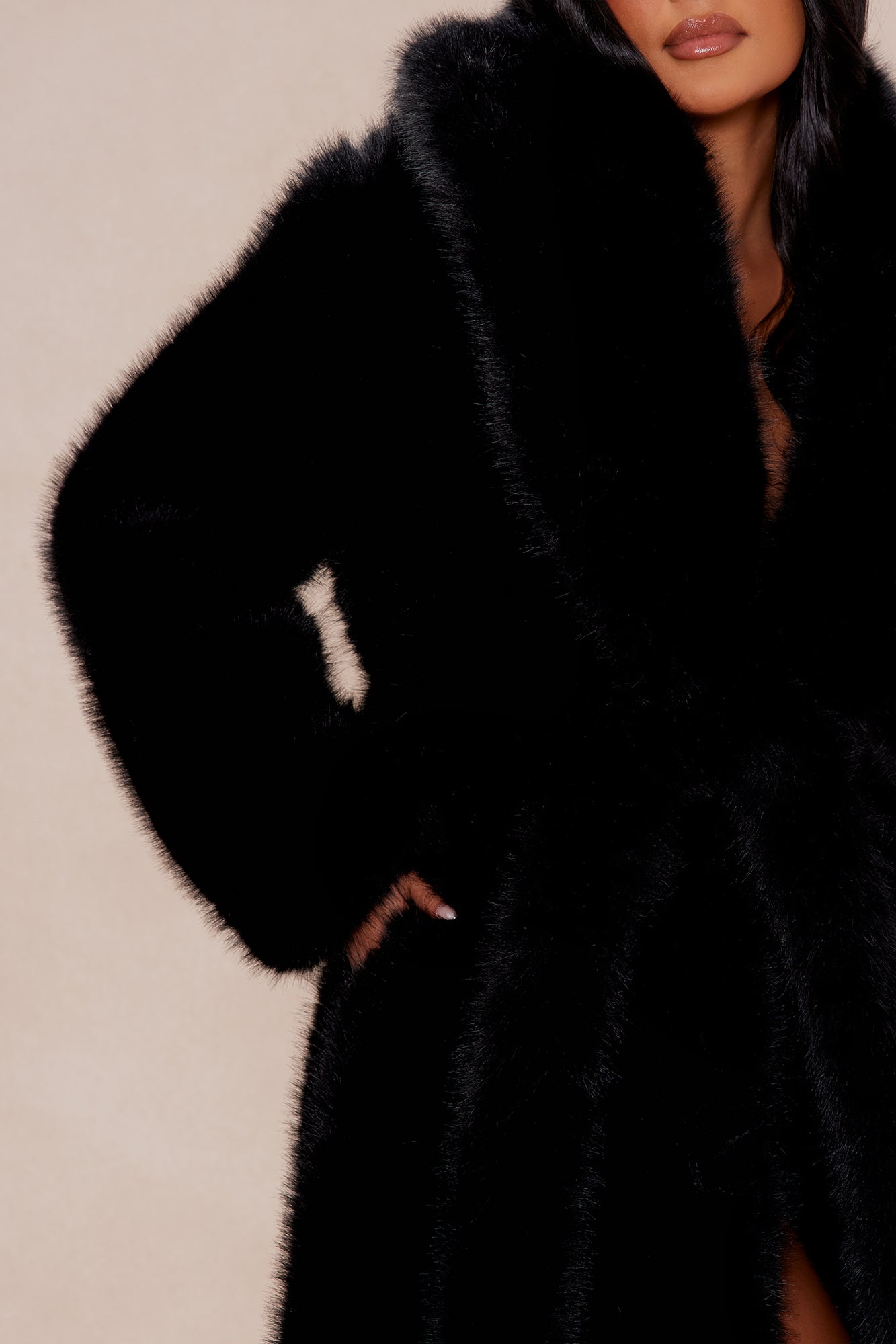Madison Faux Fur Coat - Black