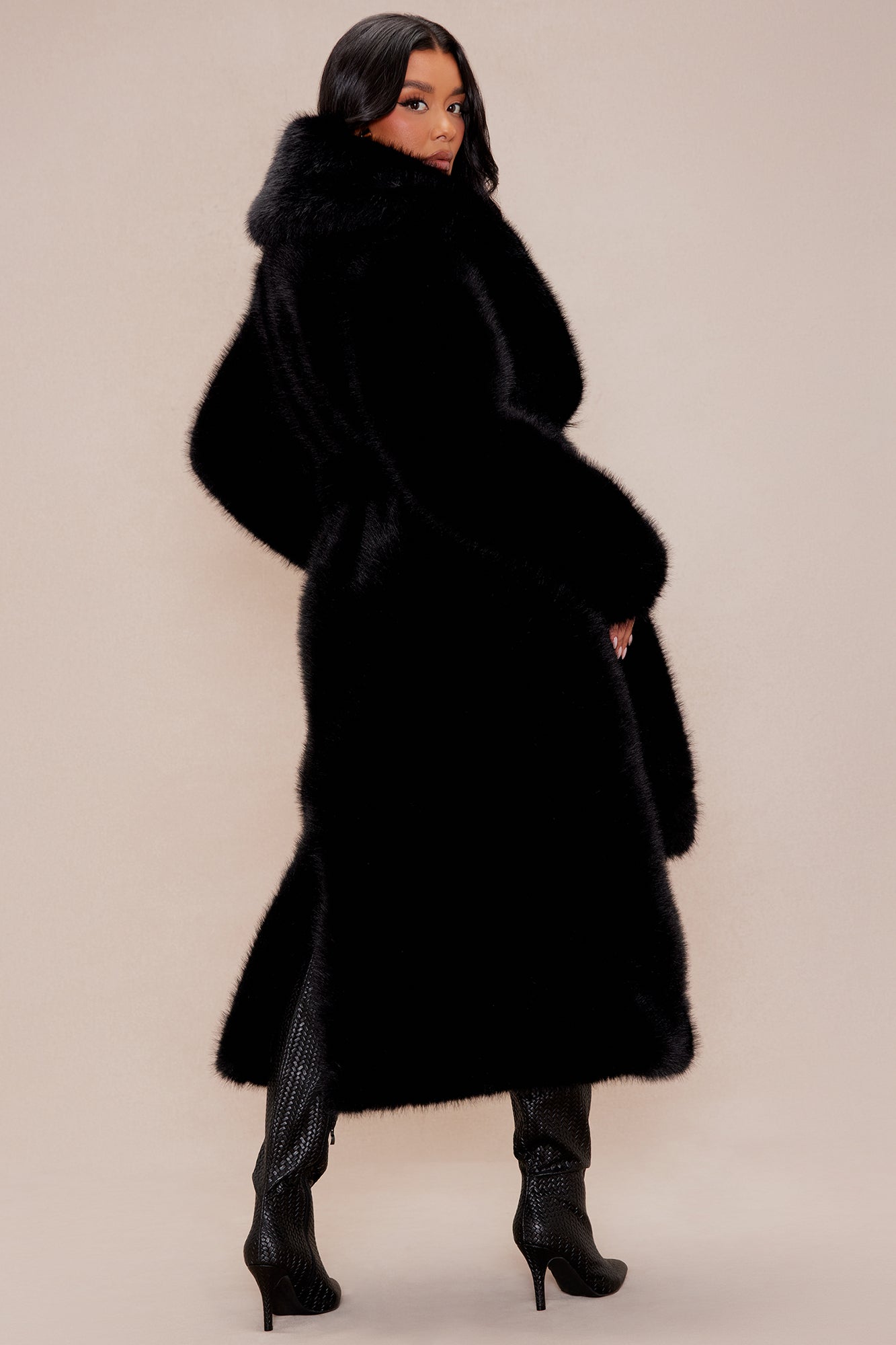 Madison Faux Fur Coat - Black