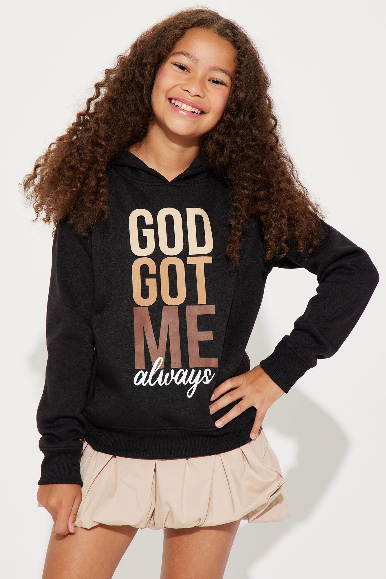 Mini God Got Me Fleece Hoodie - Black