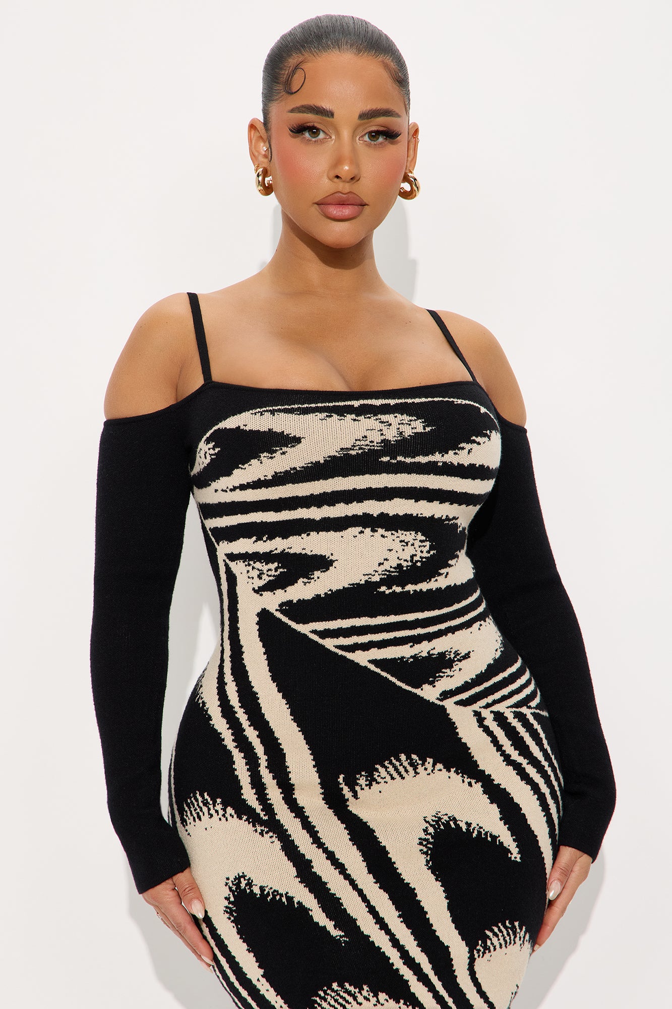 Talking Sweet Sweater Maxi Dress - Black/combo