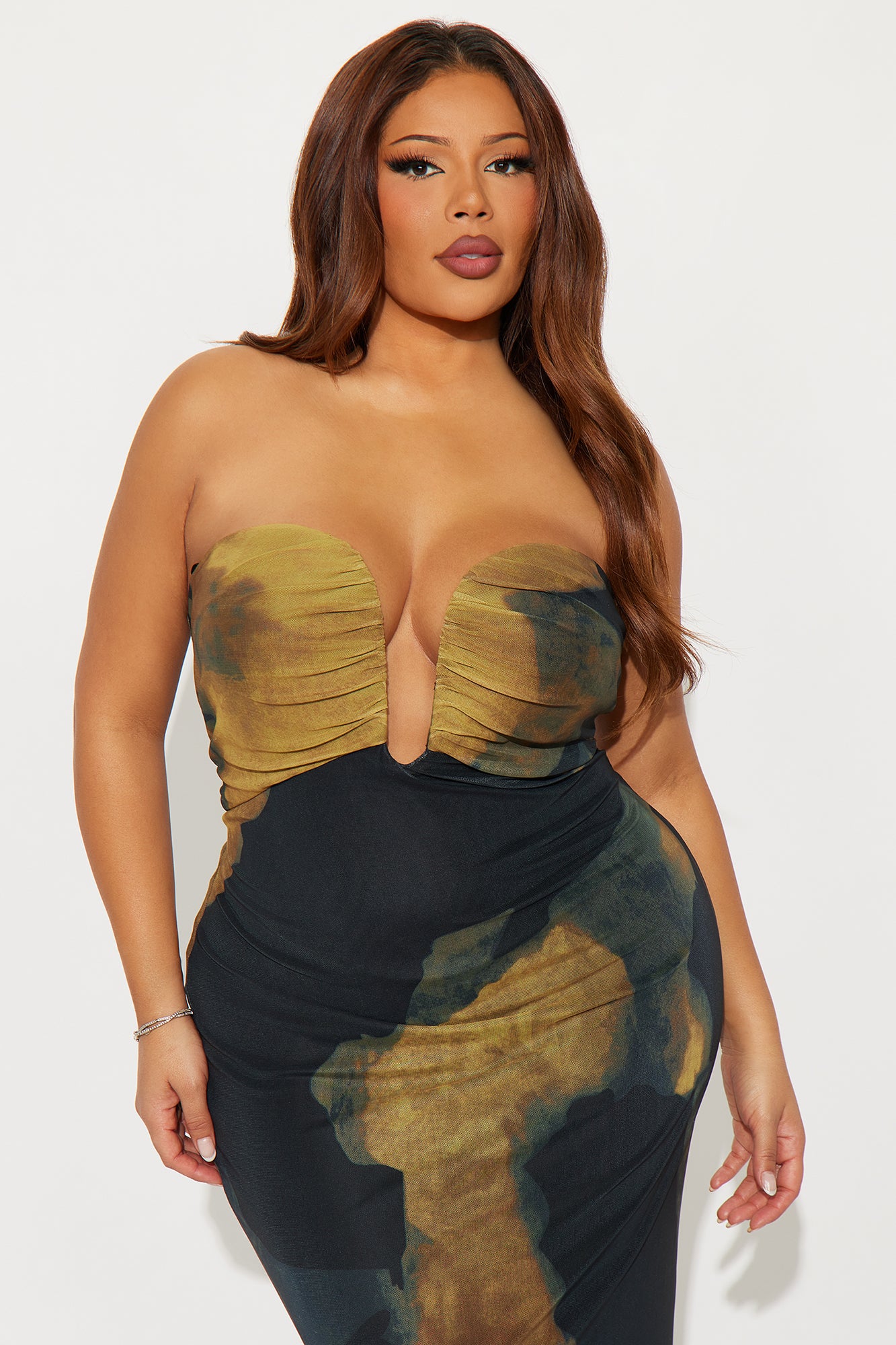 Malika Mesh Maxi Dress - Black/combo