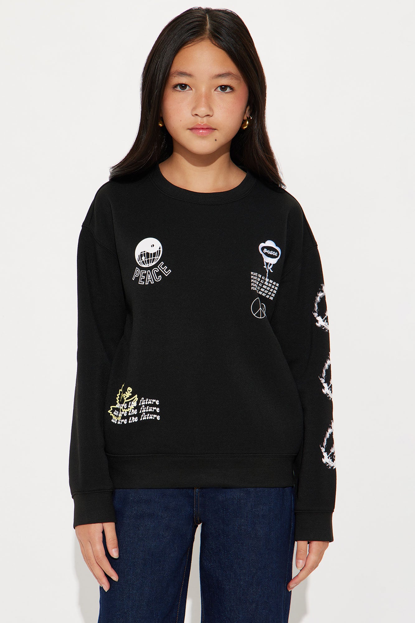 Mini She's Worldwide Crew Neck Sweatshirt - Black