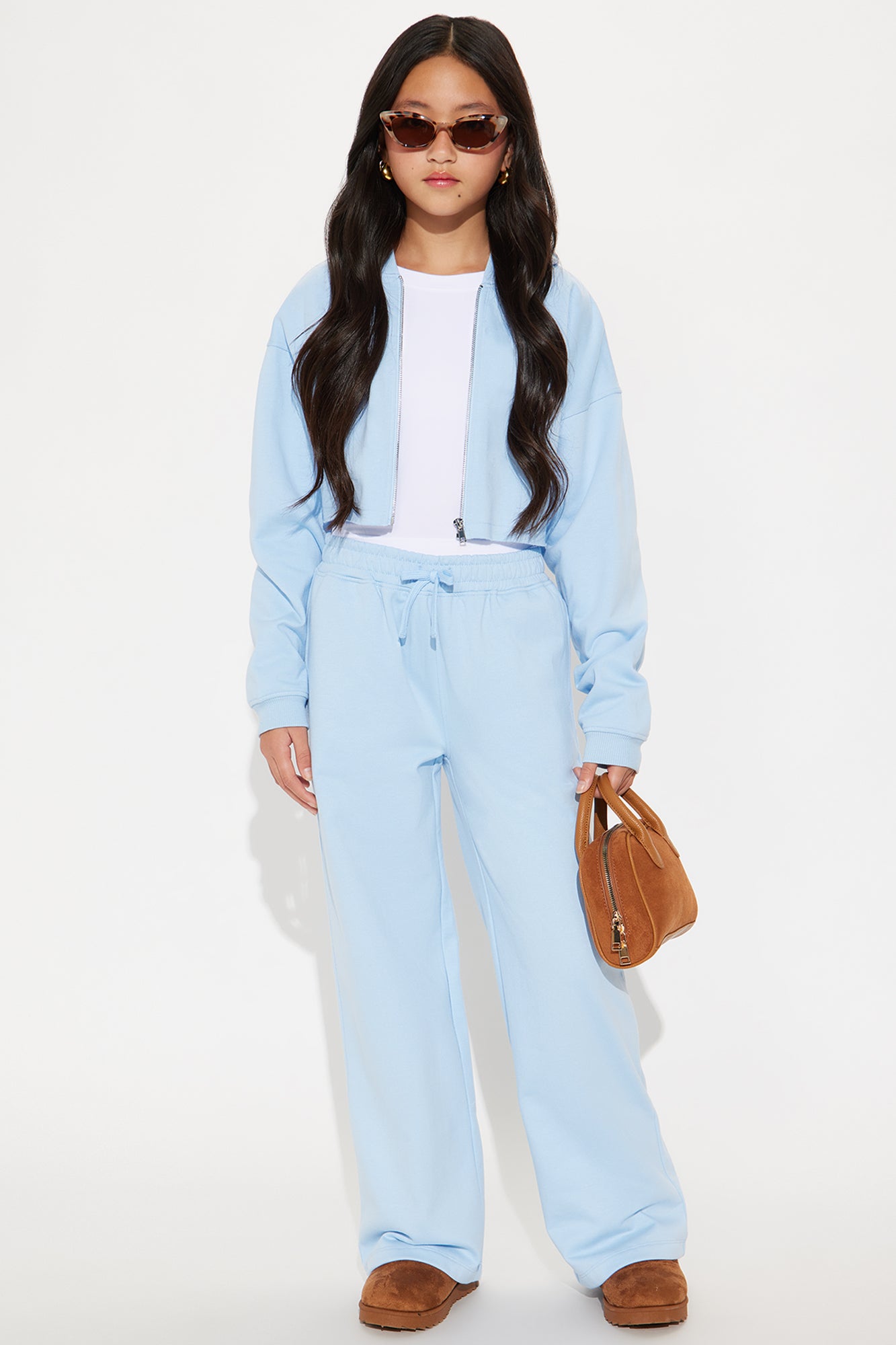 Mini On The Way Sweatpant Set - Light Blue
