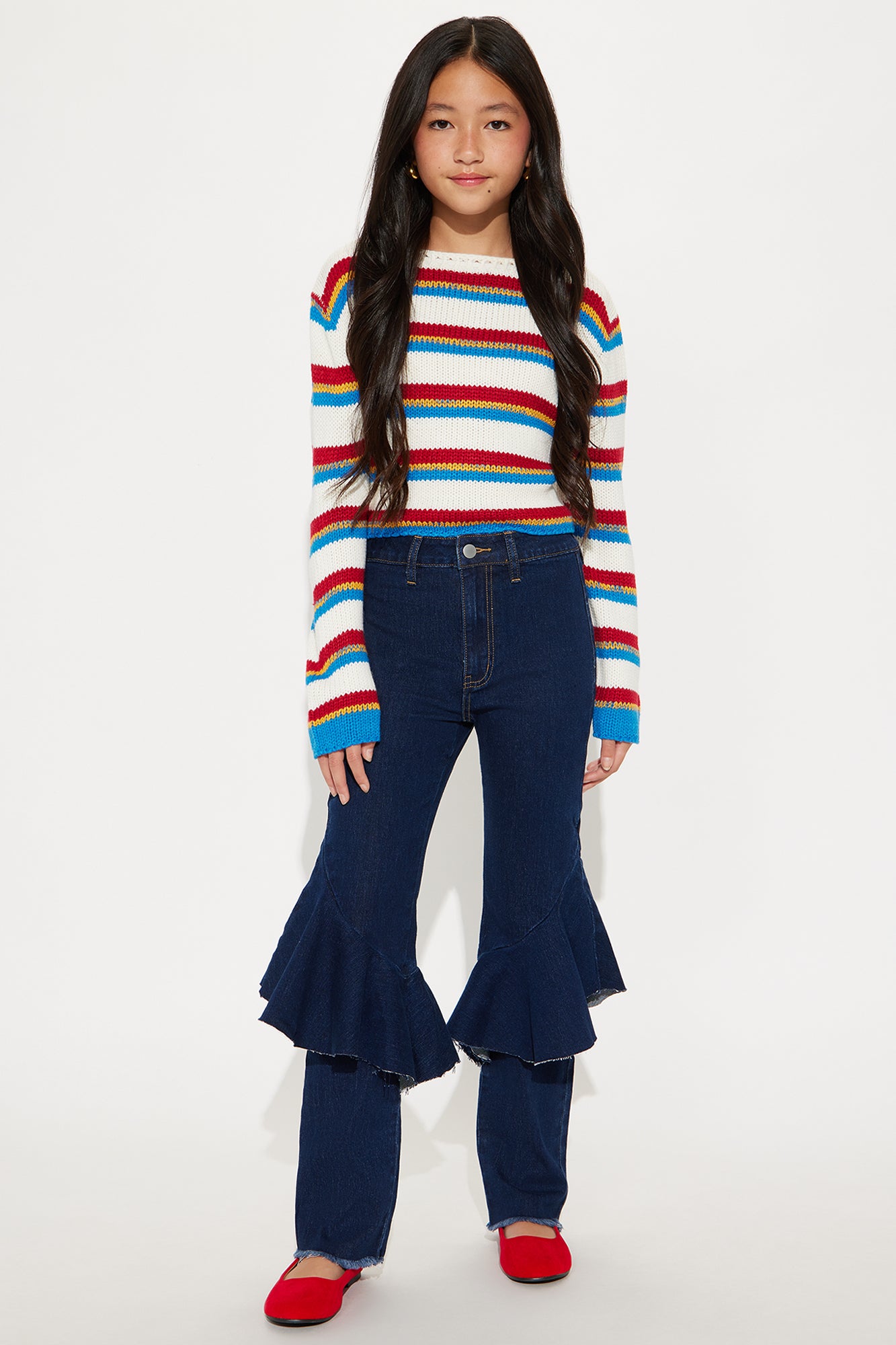 Mini Sway All Night Ruffle Flare Jeans - Dark Wash