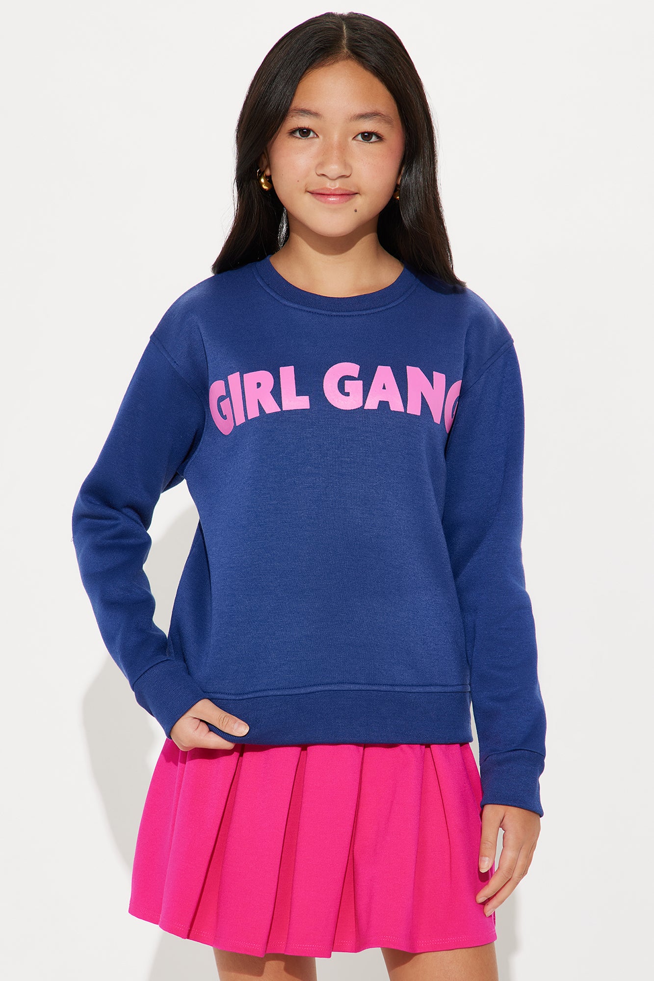 Mini Girl Gang Forever Crew Neck Sweatshirt - Navy