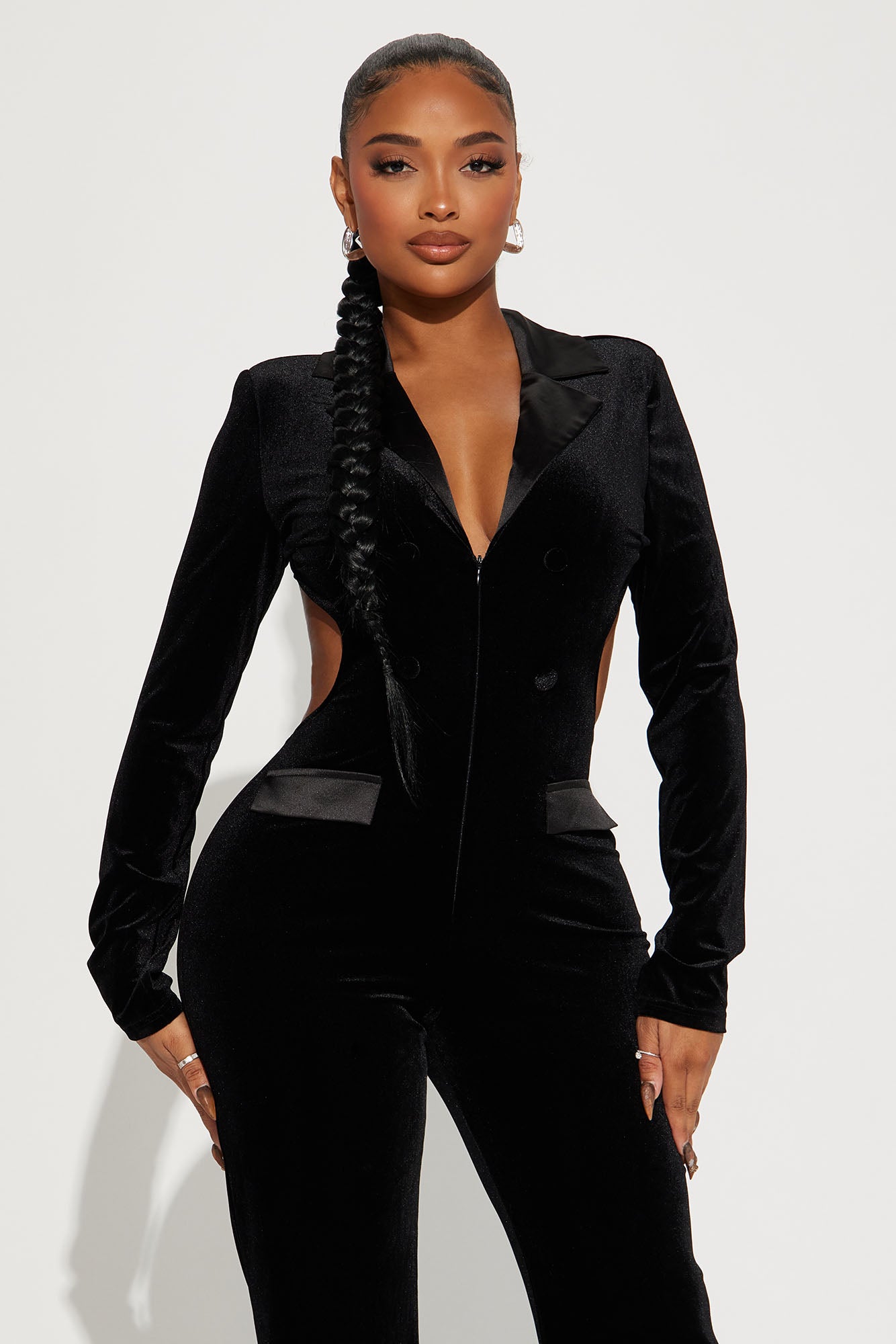 Someone Else Velvet Jumpsuit - Black